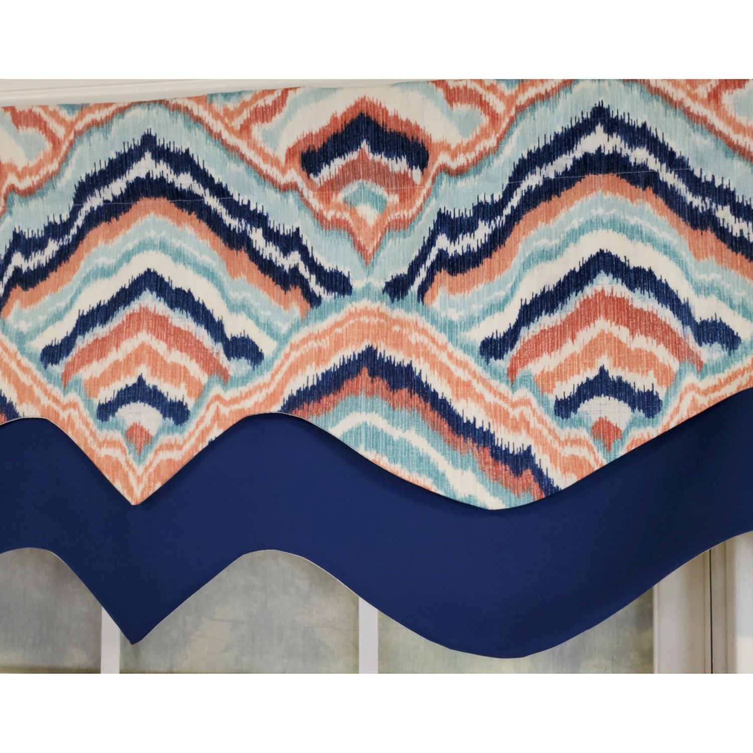 RLF Home 3" Rod Pocket High Quality Fabric Frequency D-Regal Valance for Windows 50" x 17" Navy