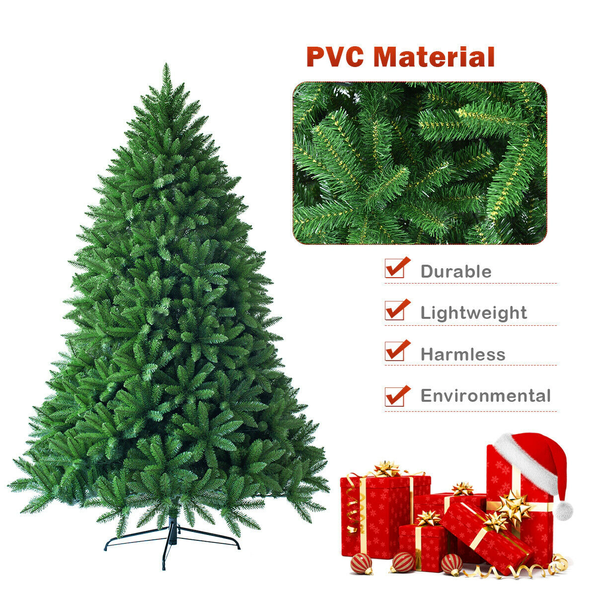 Glintex 7.5-Ft Unlit Christmas Tree with 1968 Branch Tips and Metal Frame, Green