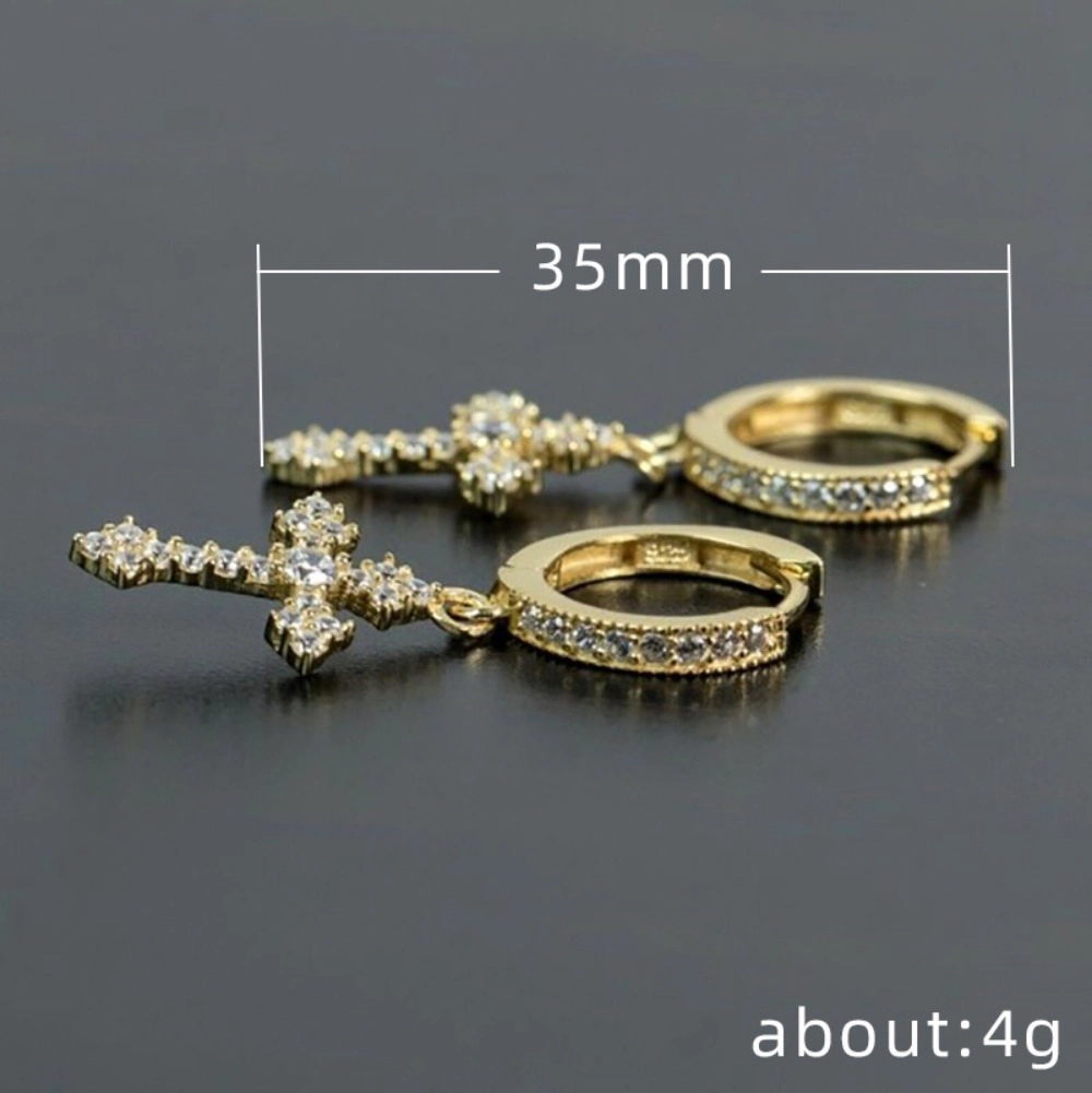 Fancy Cross Dangle Earrings for Women with Dazzling CZ Stones