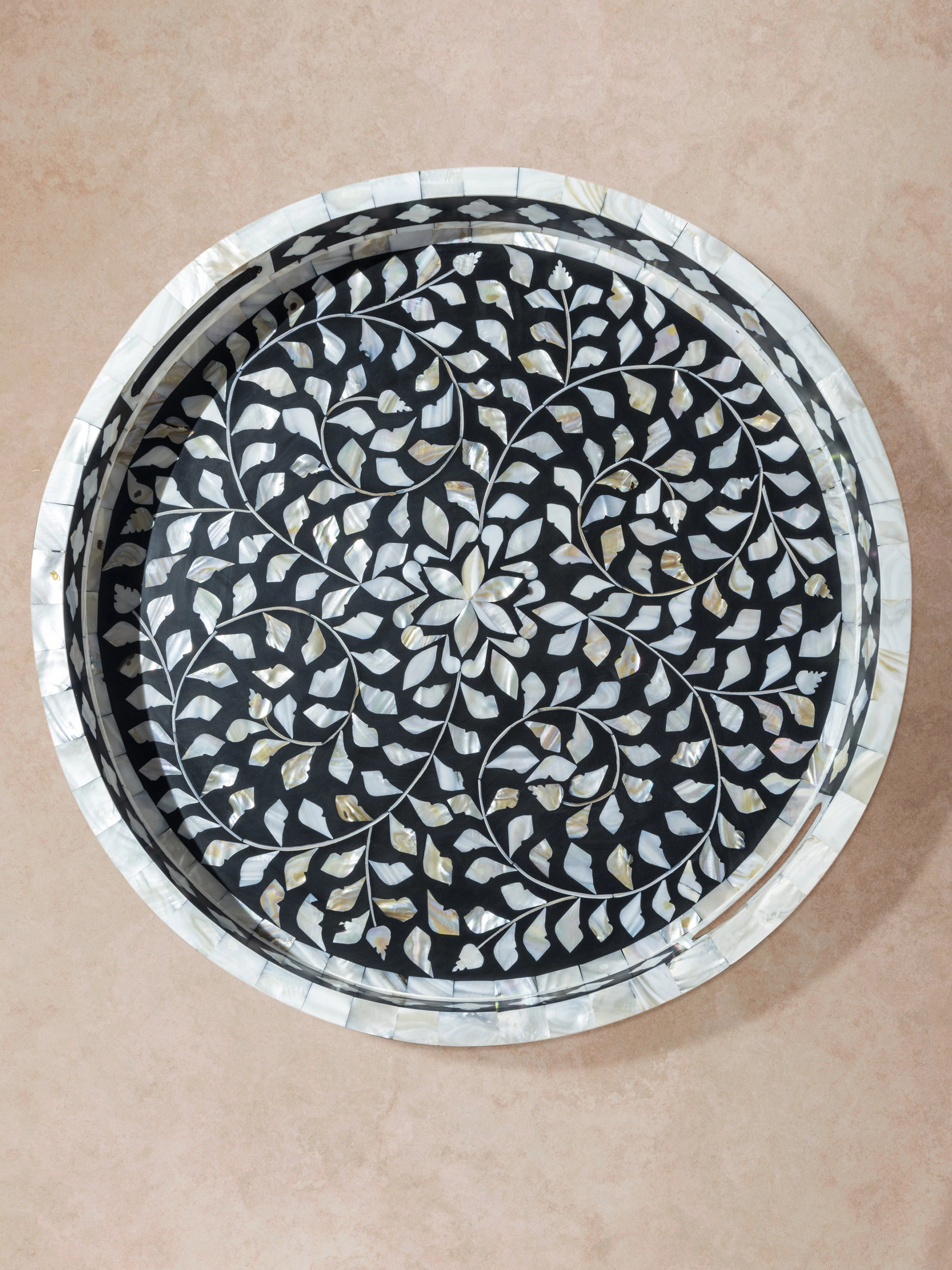 GAURI KOHLI Jodhpur Mother of Pearl Decorative Tray, Blue