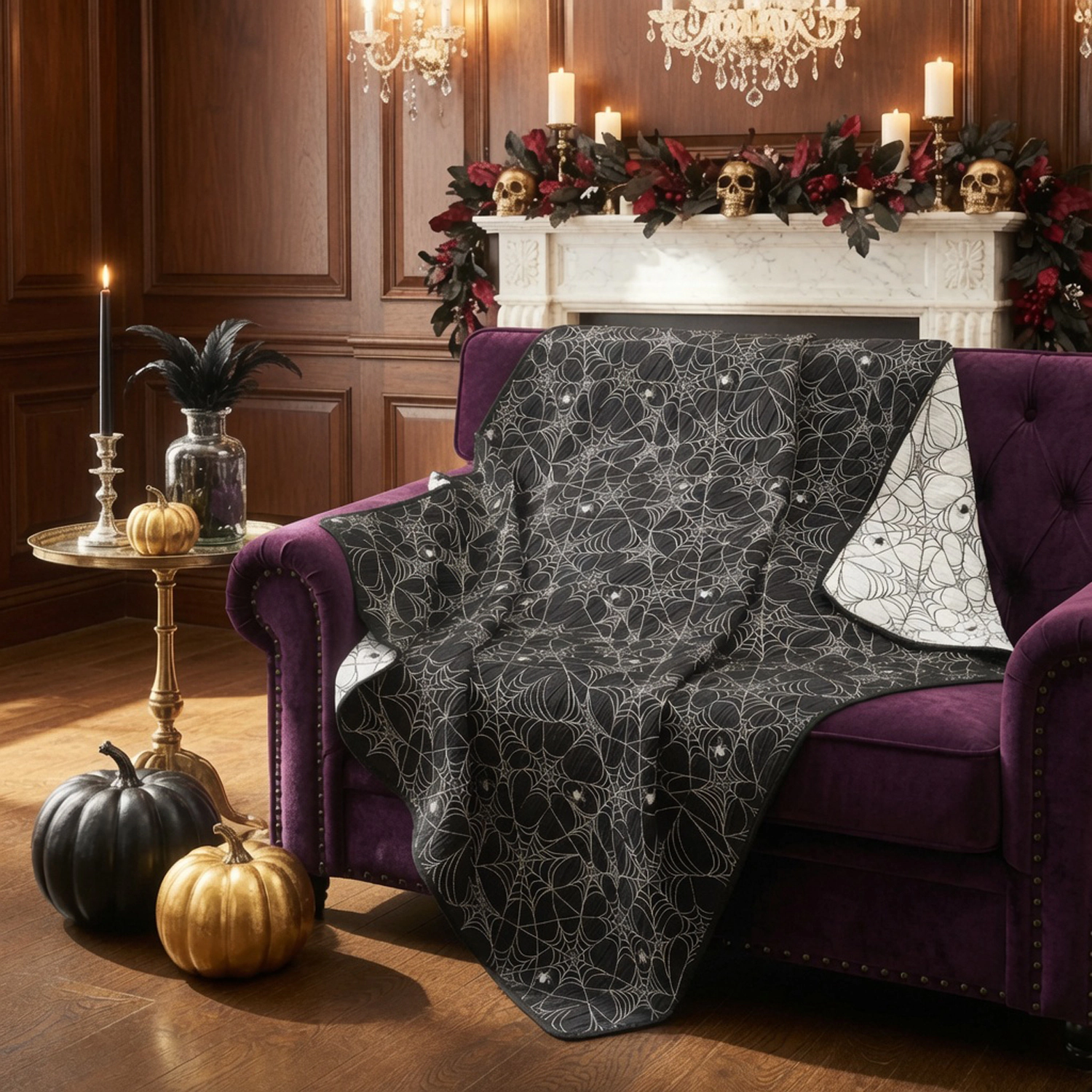Greenland Home Fashions Spinderella 100% Polyester Accessory Throw 50x60 Black