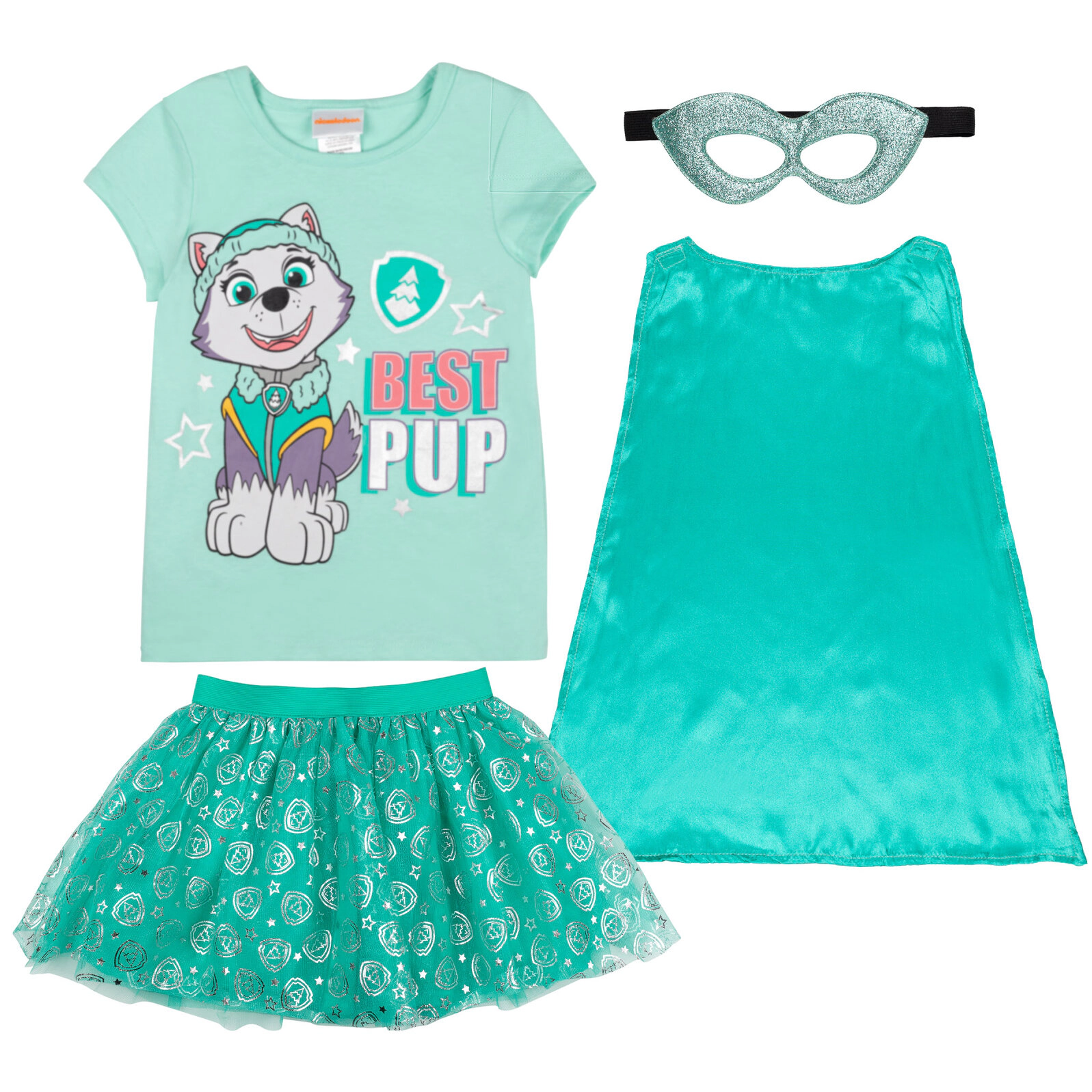 Paw Patrol Everest Girls' Cosplay T-Shirt and Tutu Set with Cape