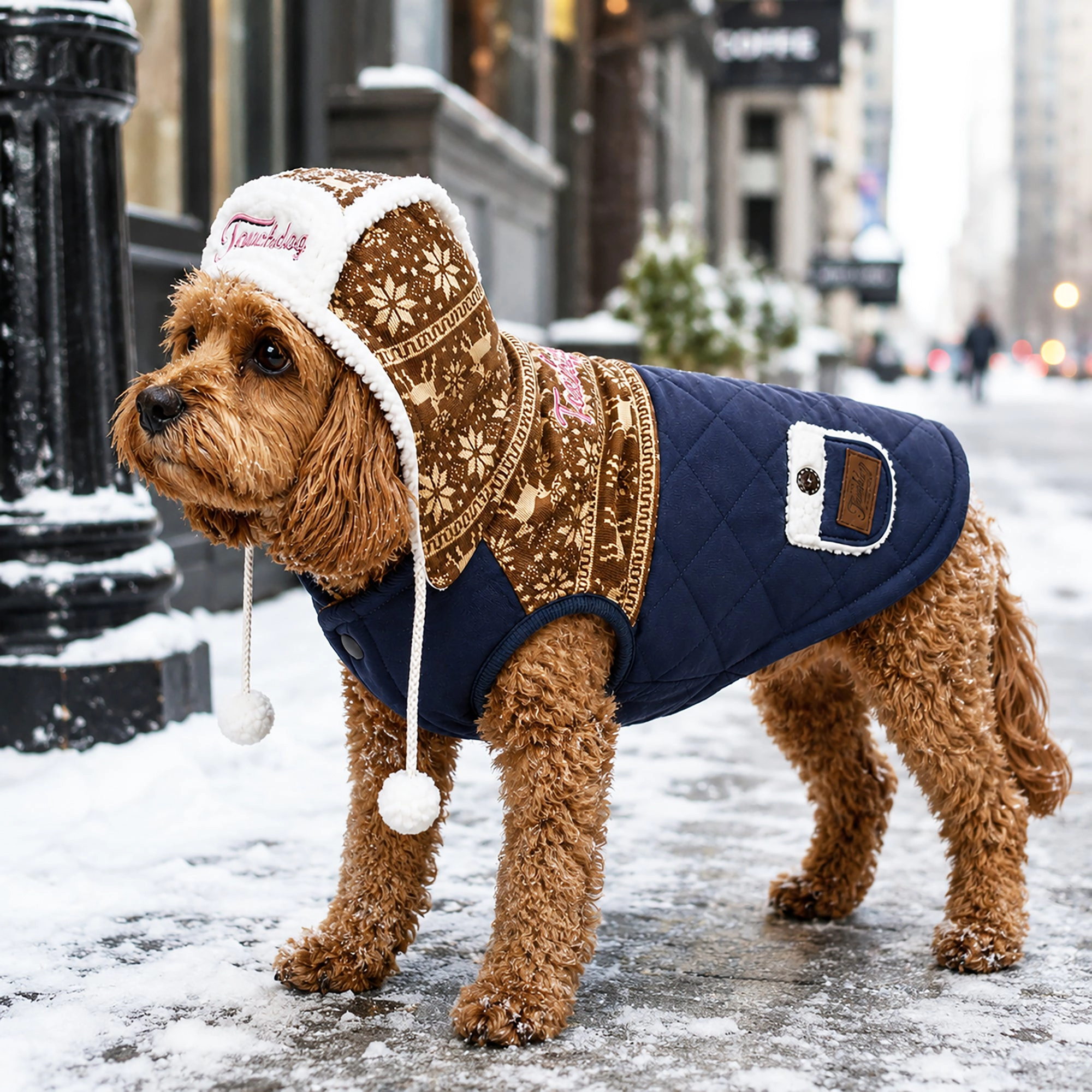 Touchdog ® Snowadayz Pom Pom Pet Hooded Sweater