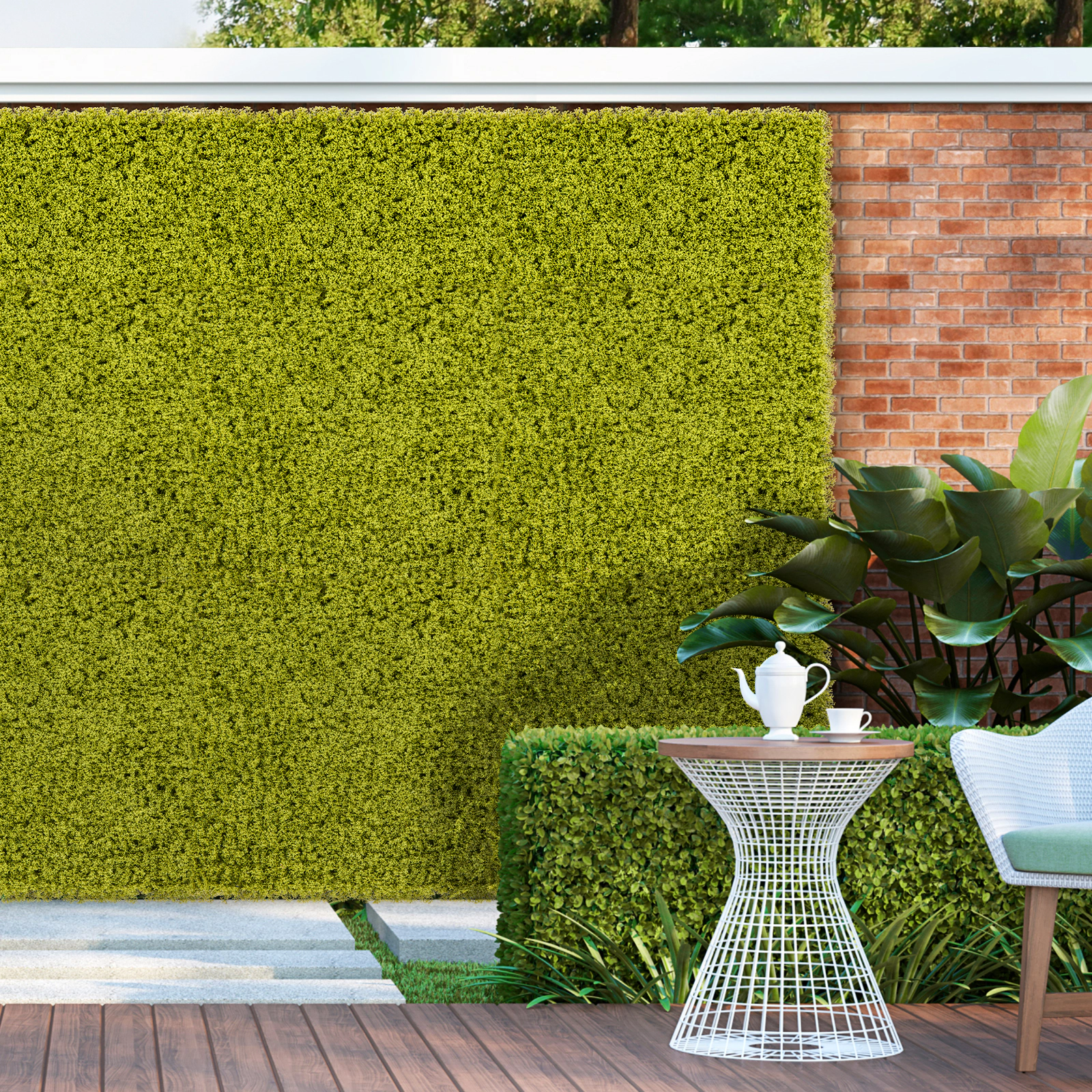 SUGIFT 12-Piece Artificial Grass Wall Panels 20 x 20-in PE Garden Trellis for Yard Balcony Light/Dark Green
