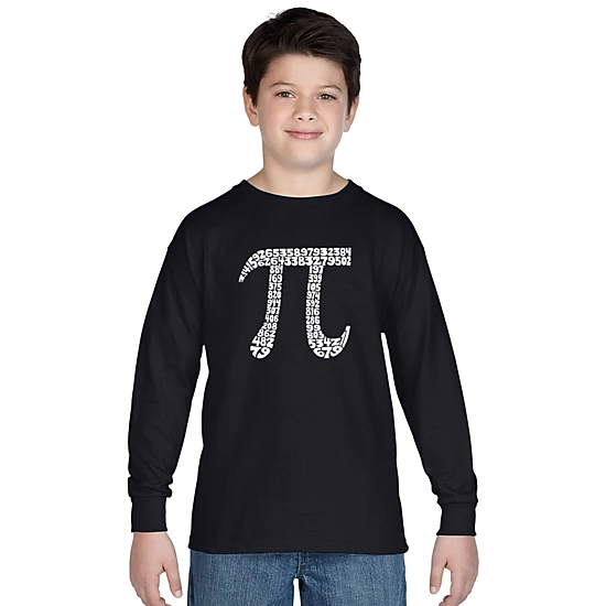 LA Pop Art Boys Long Sleeve T-Shirt -  THE FIRST 100 DIGITS OF PI