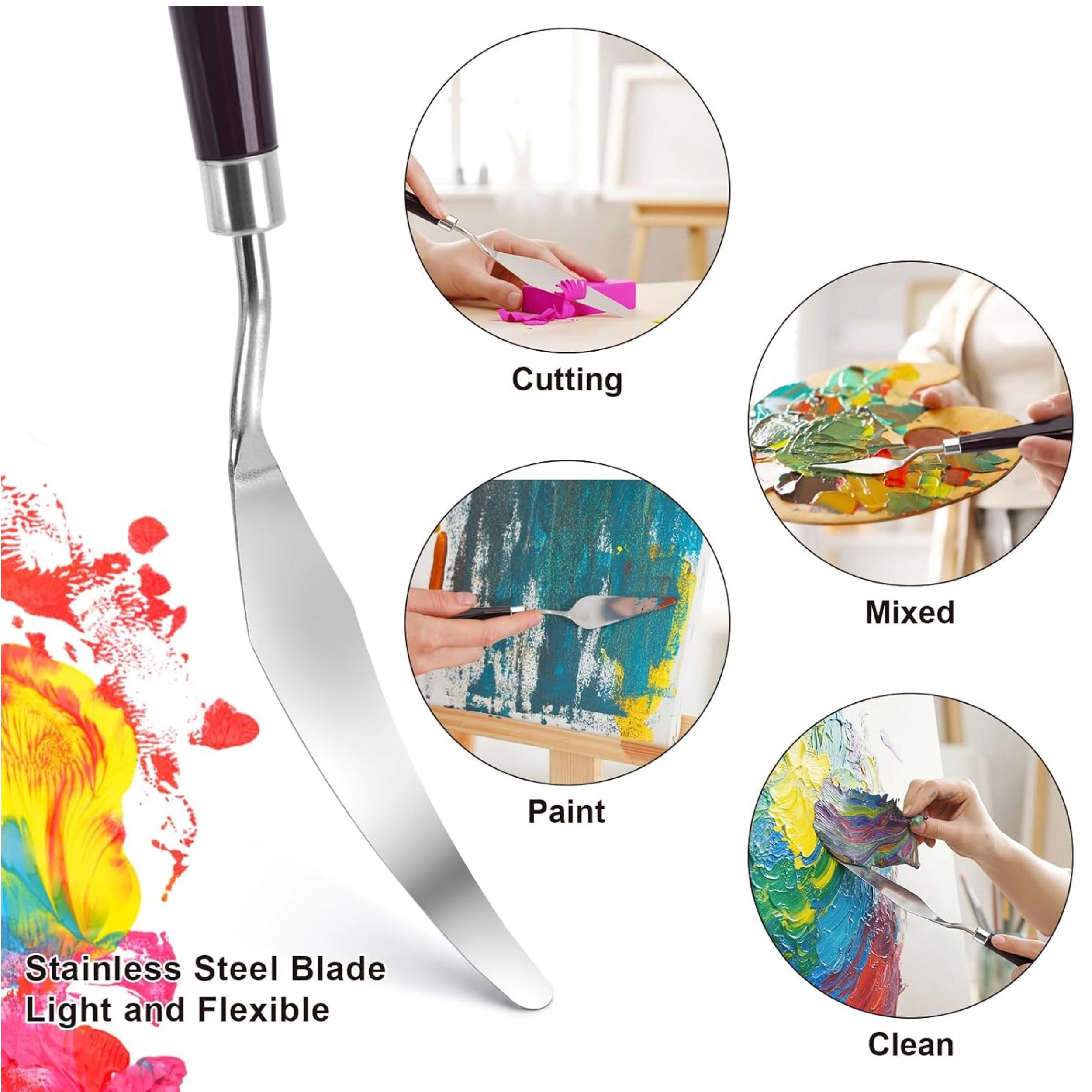 Stock Preferred Pack of 5 Stainless Steel Palette Knife Set for Oil Acrylic Painting and Mixing