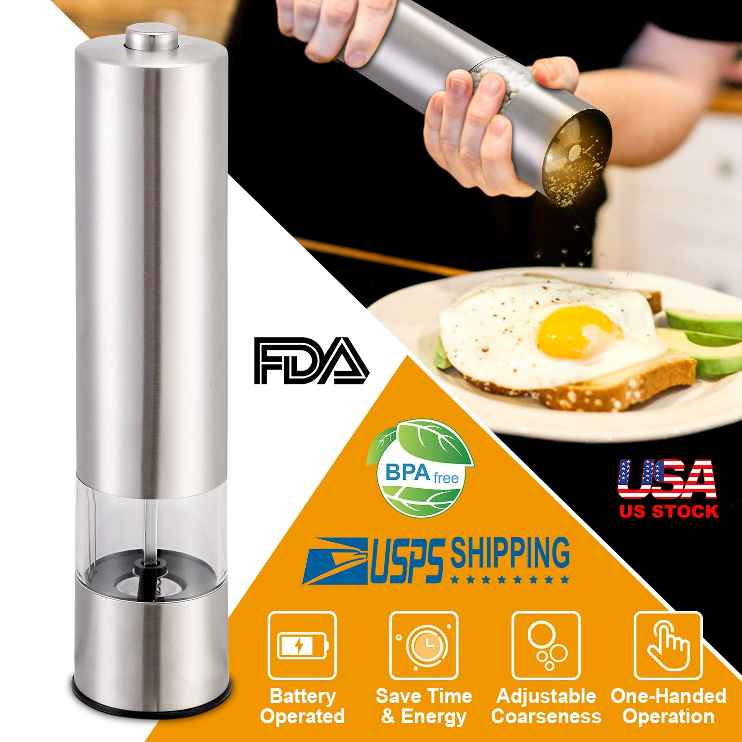 GBruno Electric Salt Pepper Grinder With Light