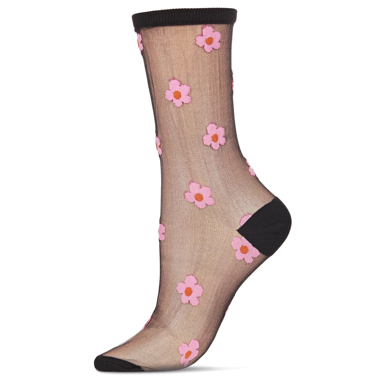 MeMoi Women's Delightful Daisies Sheer Crew Socks