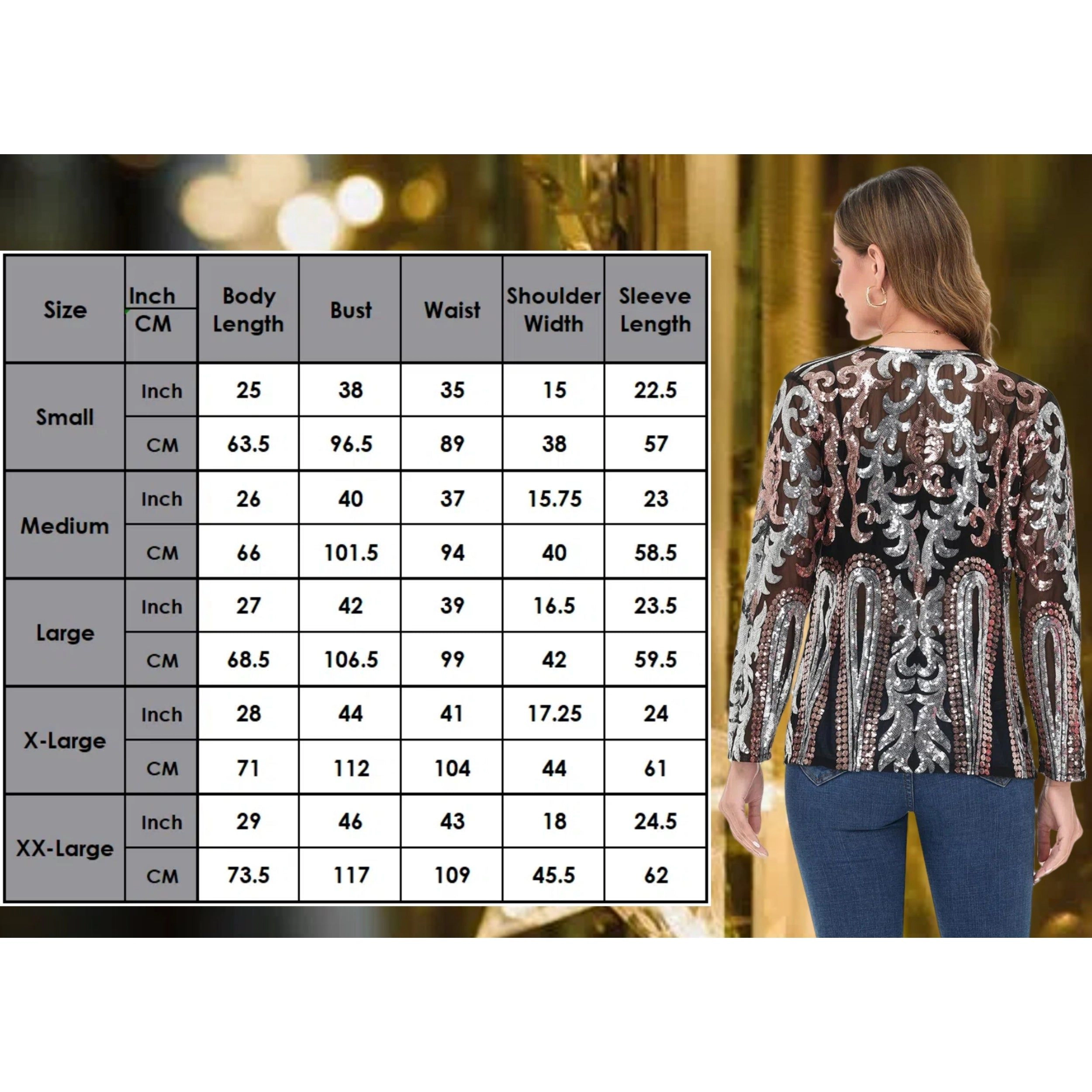 Anna-Kaci Women's Sequin Embellished Open-Front Cardigan with Sheer Mesh Long Sleeves