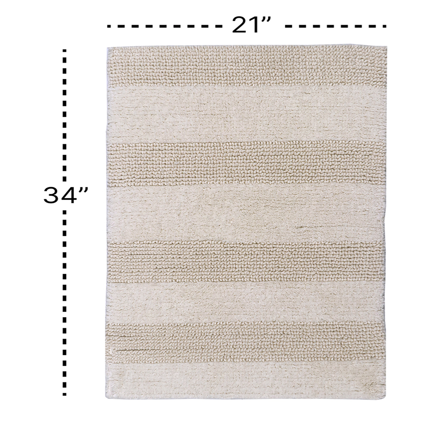 Knightsbridge Stylish And Comfortable All Season Traditional Wide Cut Design Cotton Bath Rug Set 21" X 34" Ivory