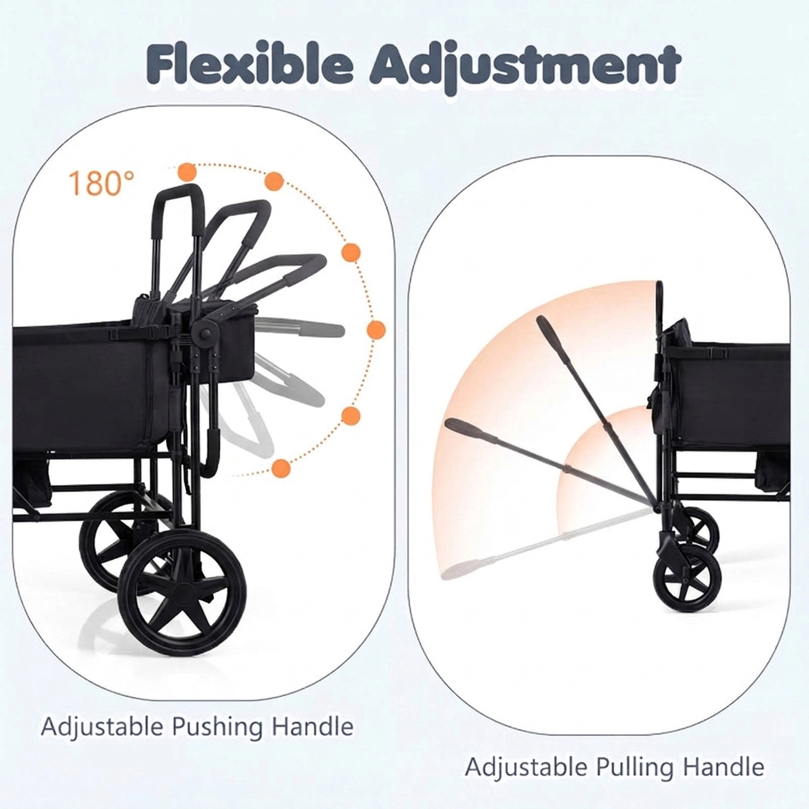 SUGIFT Toddler Black 4-Seat Wagon Stroller with Removable Canopy 53-in W 30.5-in D 50-in H 160-lb Wagon Capacity