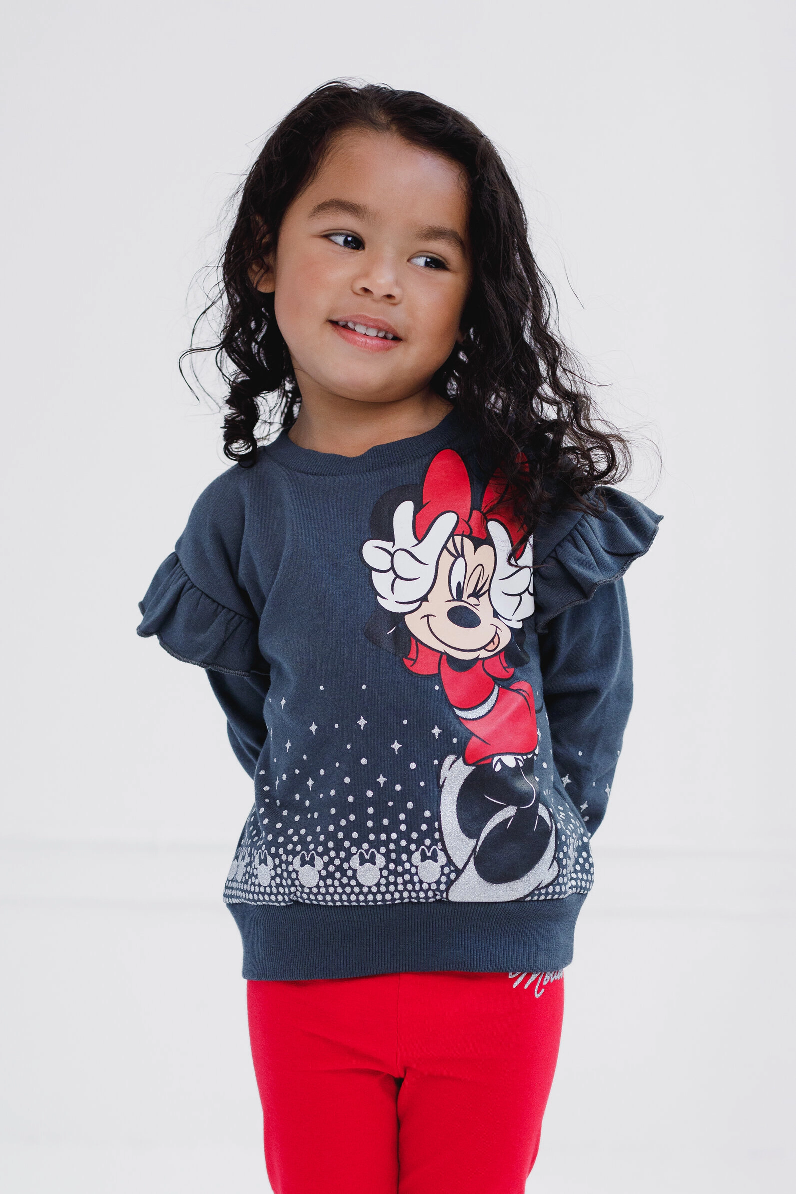 Disney Minnie Mouse Girls' Fleece 2-Piece Sweatshirt and Leggings Set