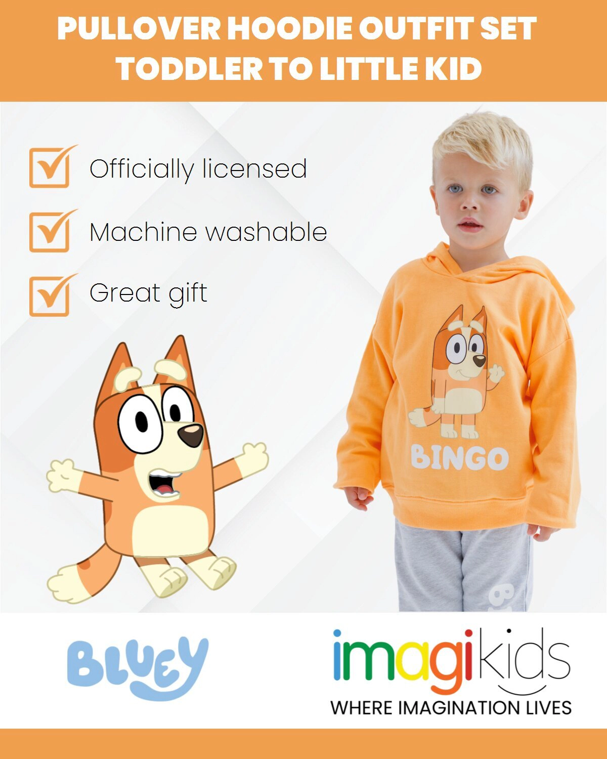 Bluey Boys' Fleece 2-Piece Hoodie and Pants Set