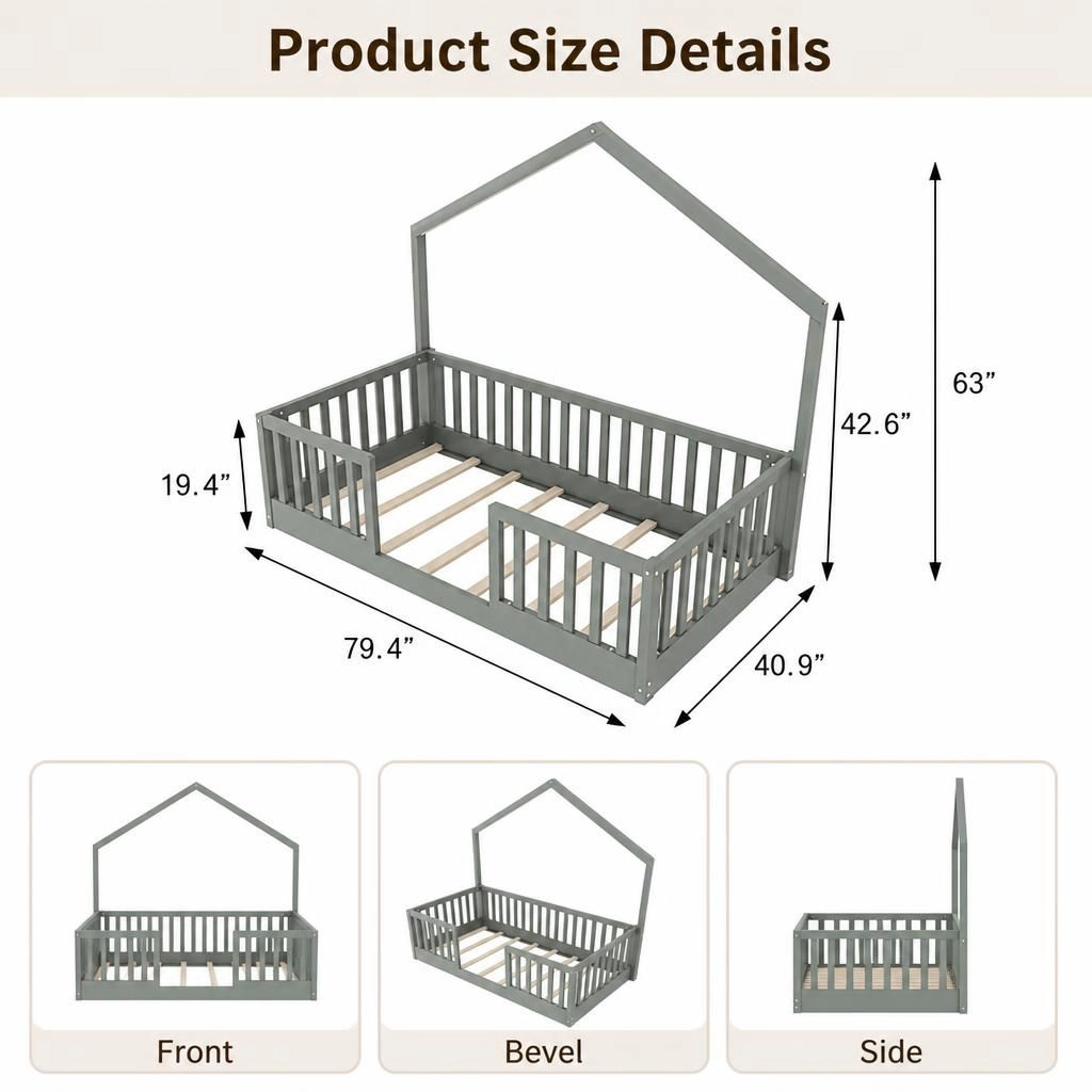GOODSILO Full Solid Pine Single Bed Frame