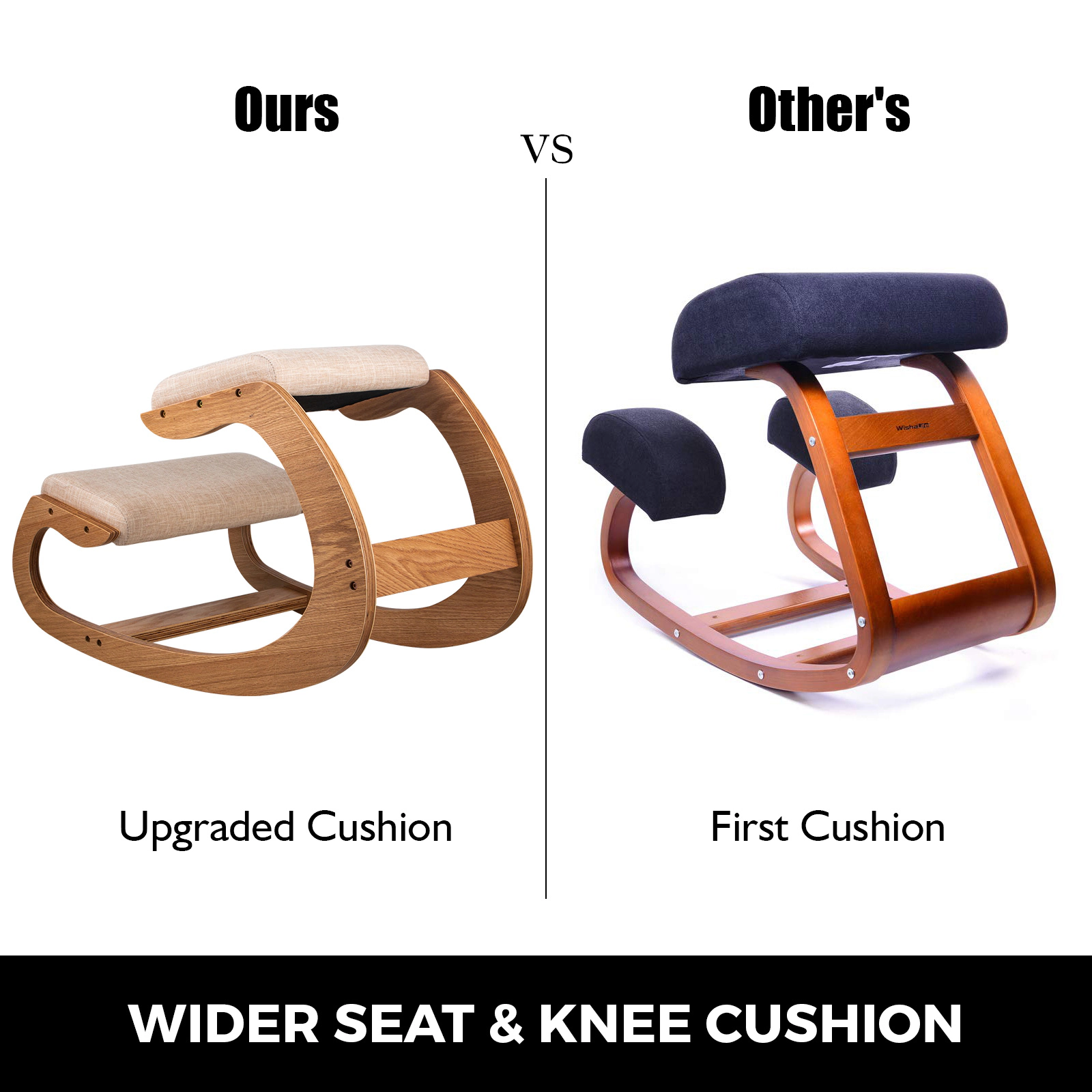 HONGGE Ergonomic Kneeling Chair for Posture Correction, Birch Wood Frame, 220 lbs Capacity, Home Office
