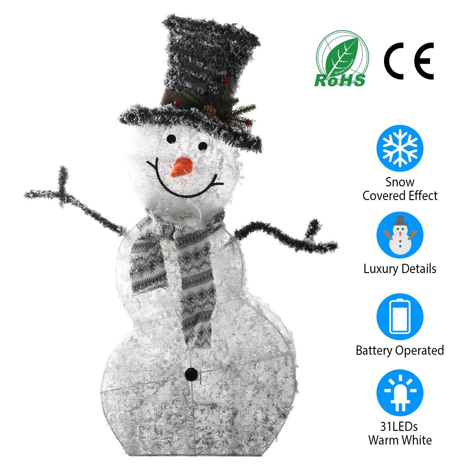 IMounTEK Unisex Collapsible LED Snowman Decoration