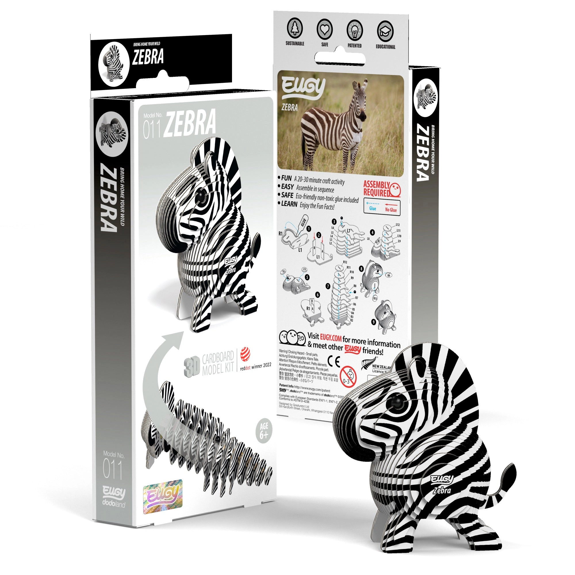 EUGY Zebra 3D Puzzle - contains 26 puzzle pieces