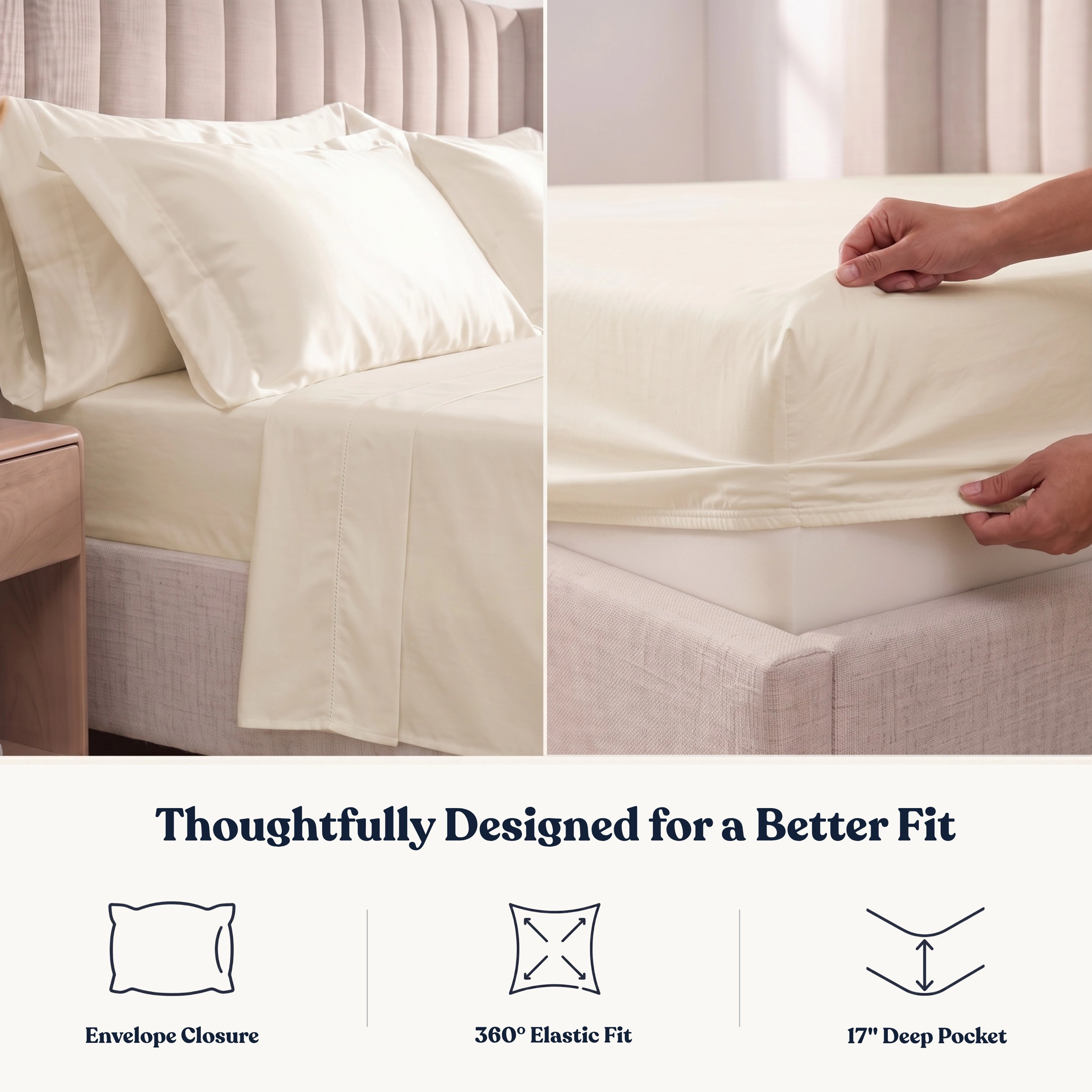 Delara GOTS Certified Organic Cotton Sheet Sets 400TC Ultra Soft Silky Moisture-Wicking and Breathable
