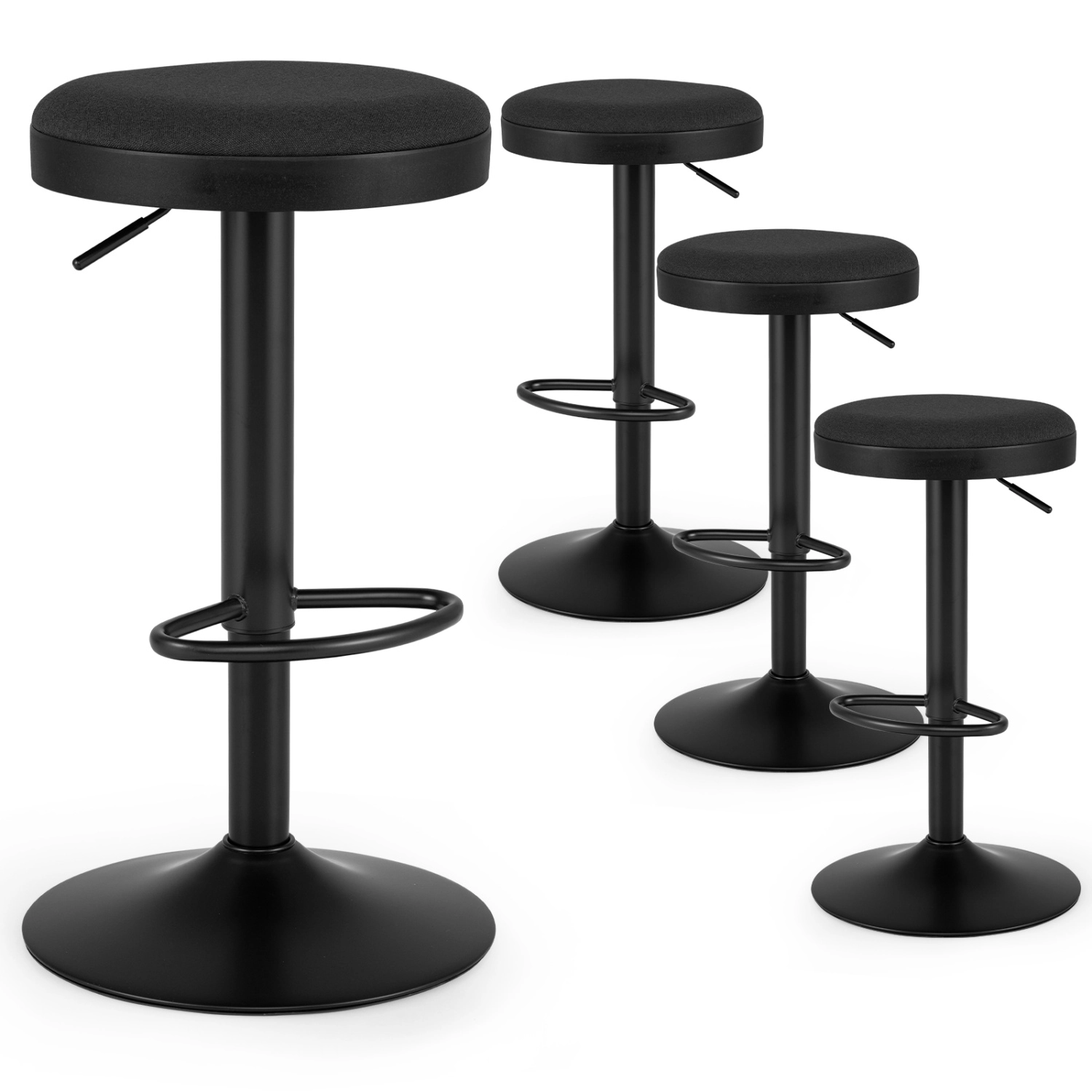 LJG Set of Kitchen Bar Stools with Height Adjustment Padded Seat and D-Shaped Footrest