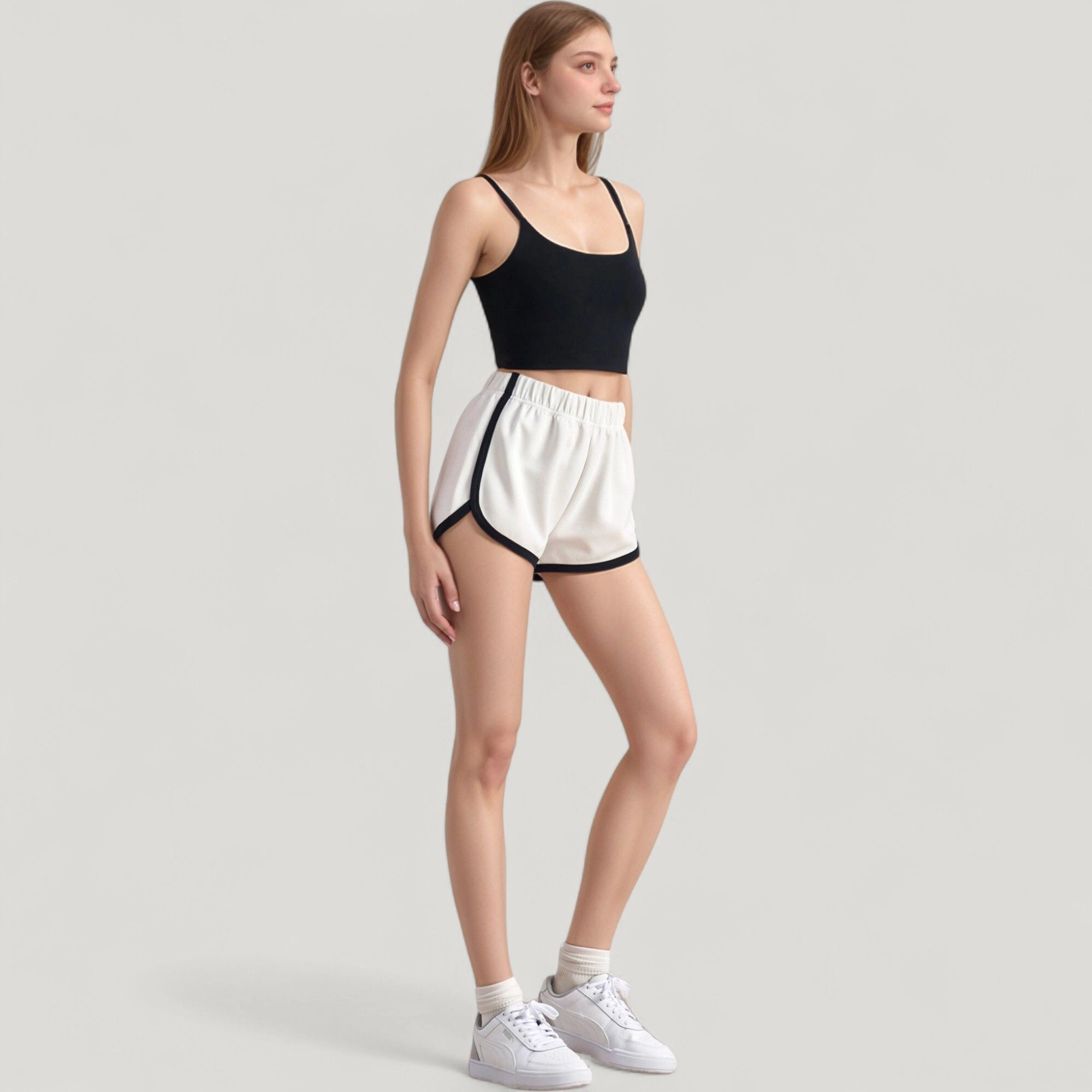 Anna-Kaci Women's Scoop Neck Spaghetti Strap Sports Bra with Smooth Finish
