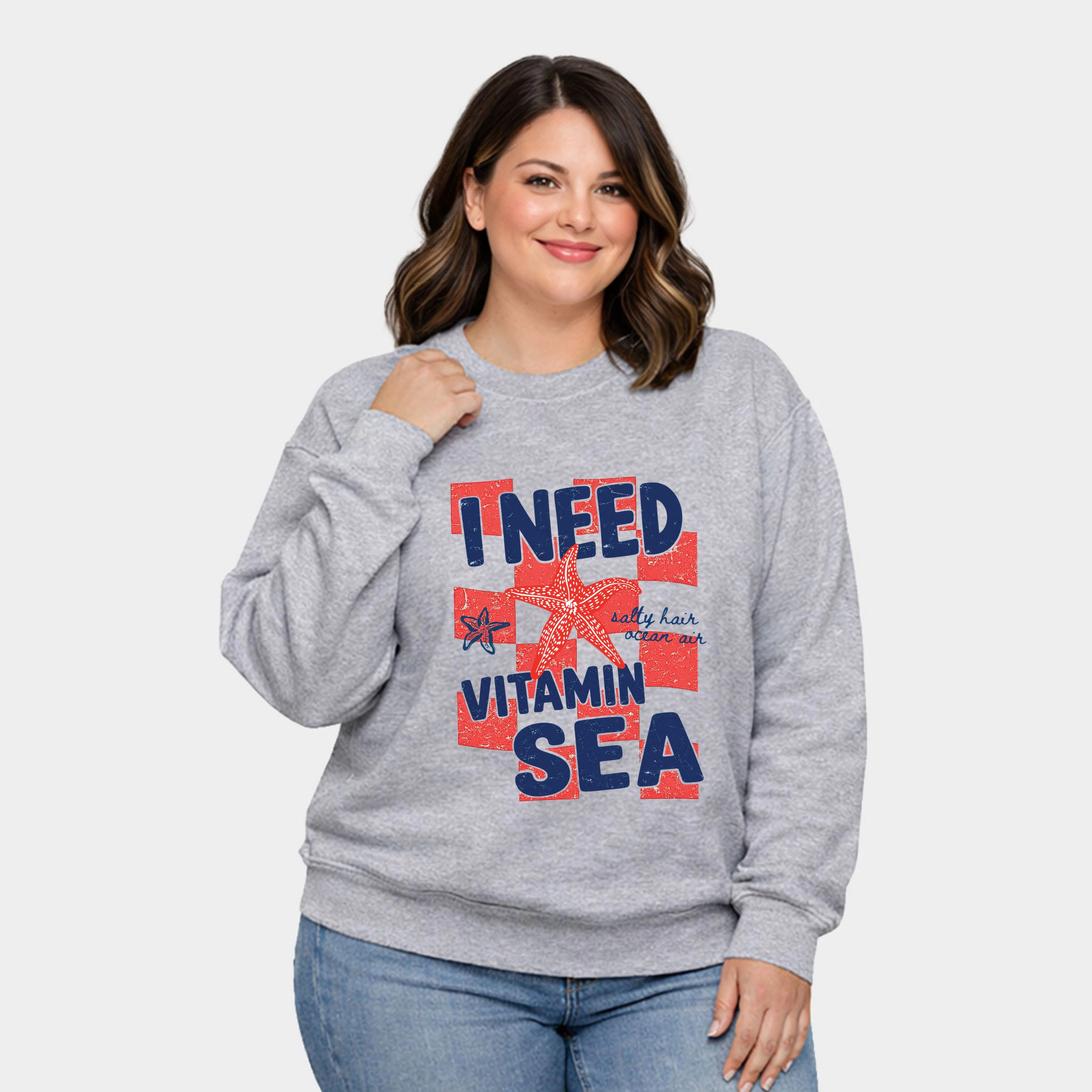 Simply Sage Market - I Need Vitamin Sea  Women's Plus Sized Graphic Sweatshirt