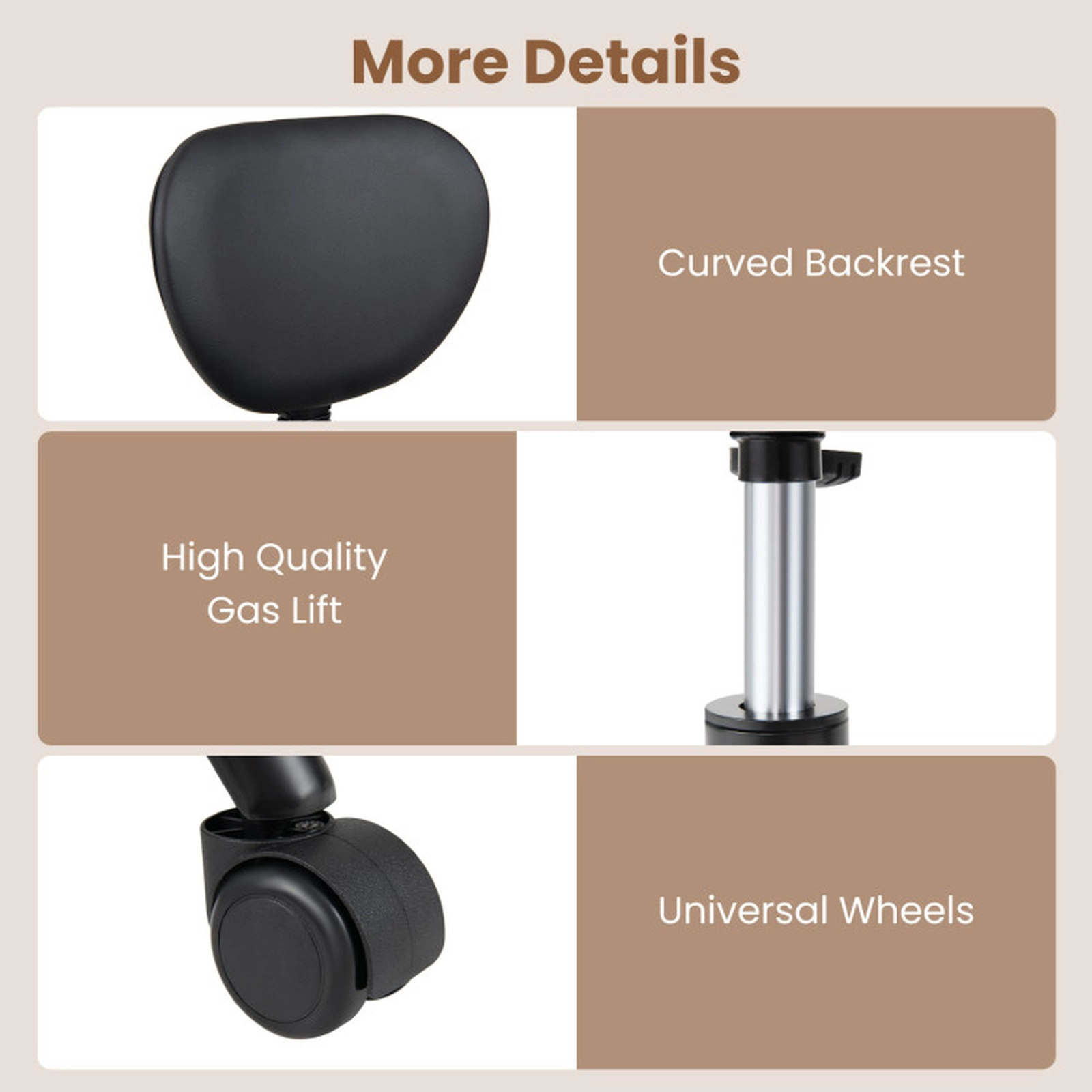 SUGIFT 360-Degree Rotatable Footrest Cross Legged Office Chair 34.5-in x 25-in x 31-in 19-in Seat Height Black