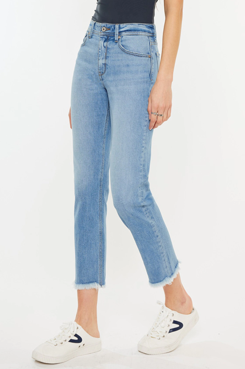 KanCan Women's Essentials High Rise Slim Straight Leg Jeans Nancy