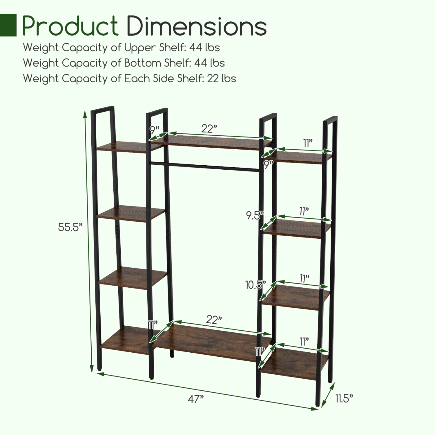 LJG 55.5 Inch Tall Plant Stand 10-Tier Plant Rack with 16 Colors LED Strip Lights