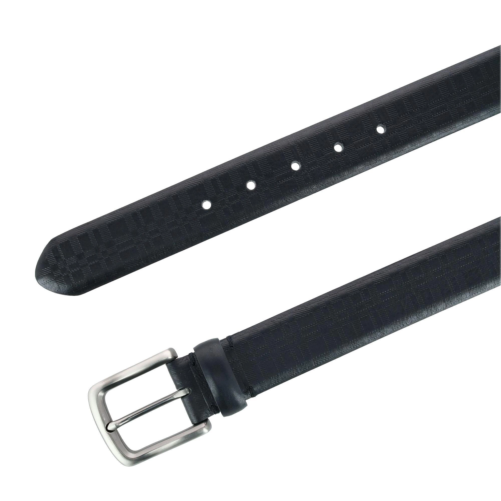 Trafalgar Men's Caelen Plaid Embossed Leather Belt
