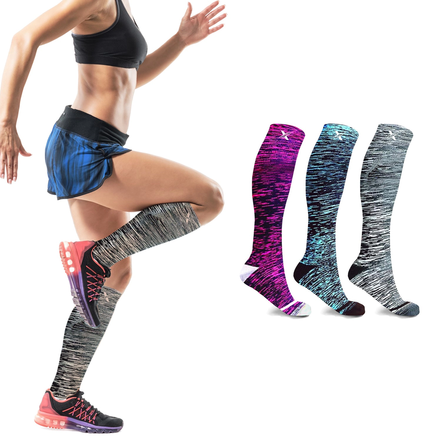 Extreme Fit Compression Socks - Knee High Performance For Men And Women 3 Pair