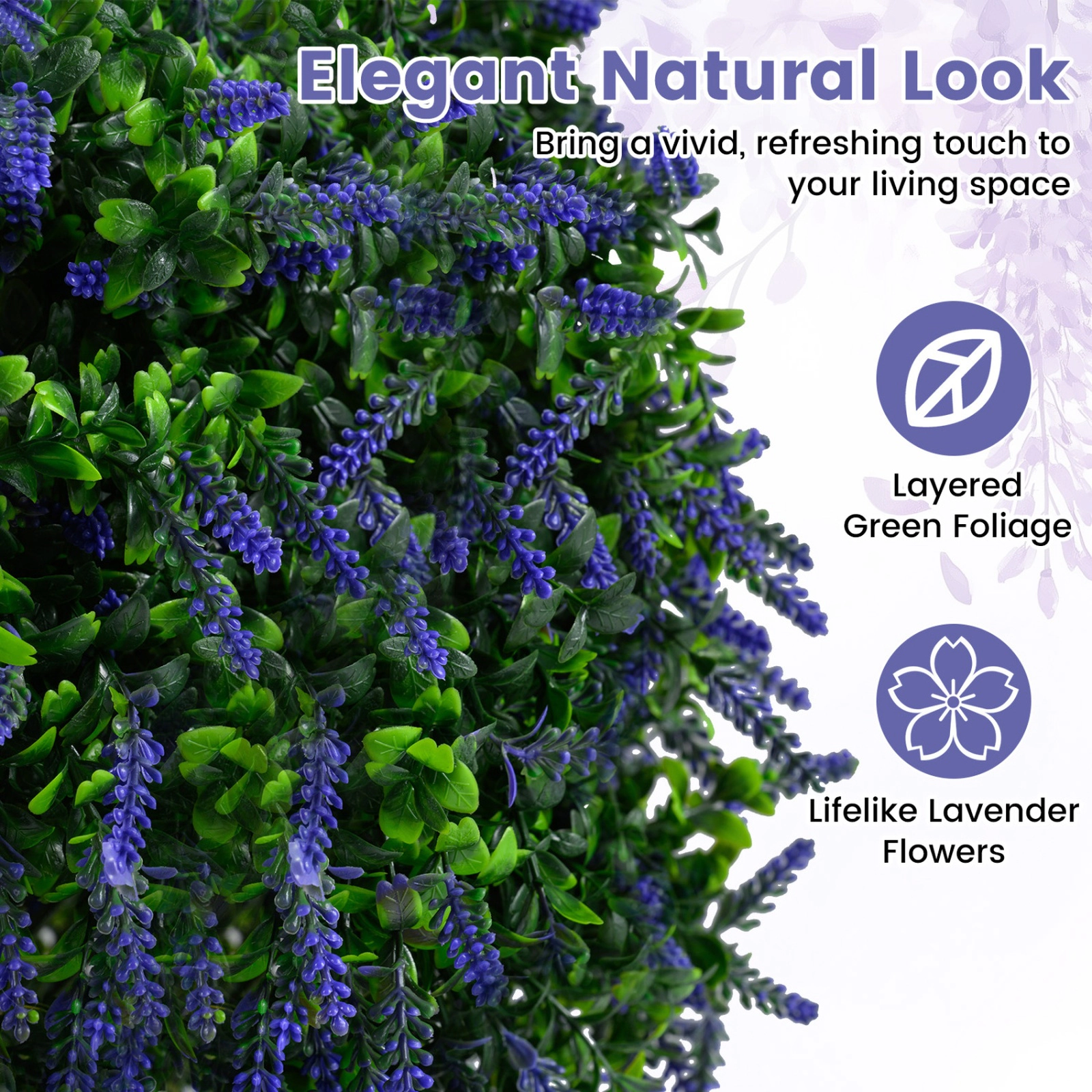 SUGIFT Set of 2 Lavender Blossom Layered Foliage Artificial Topiary Ball Trees 22-in Tall 6-in x 5-in Pot Purple