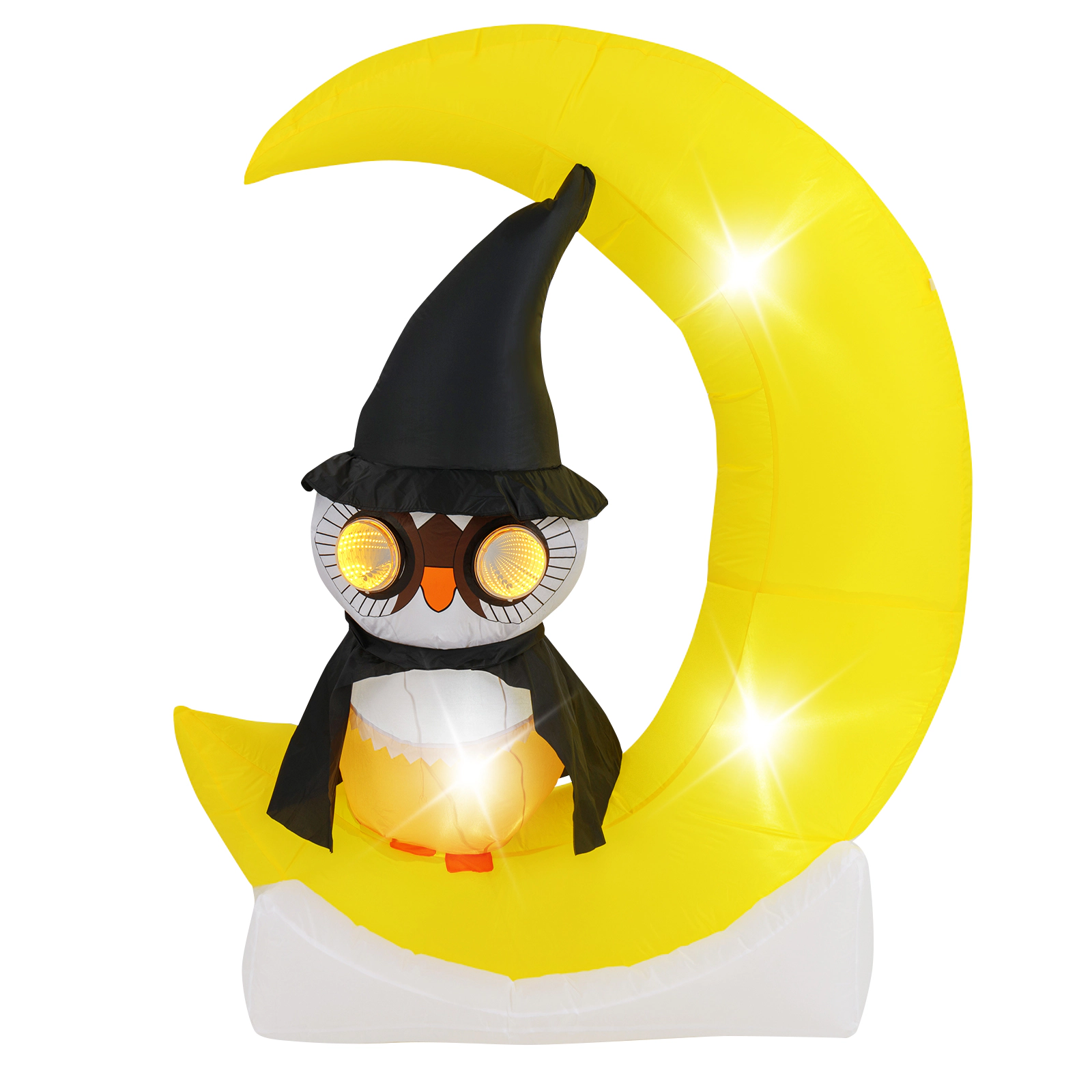 SUGIFT Inflatable Owl on Moon LED Lighted Halloween Decoration with Built-In Blower and Tunnel Lights As Picture Shows