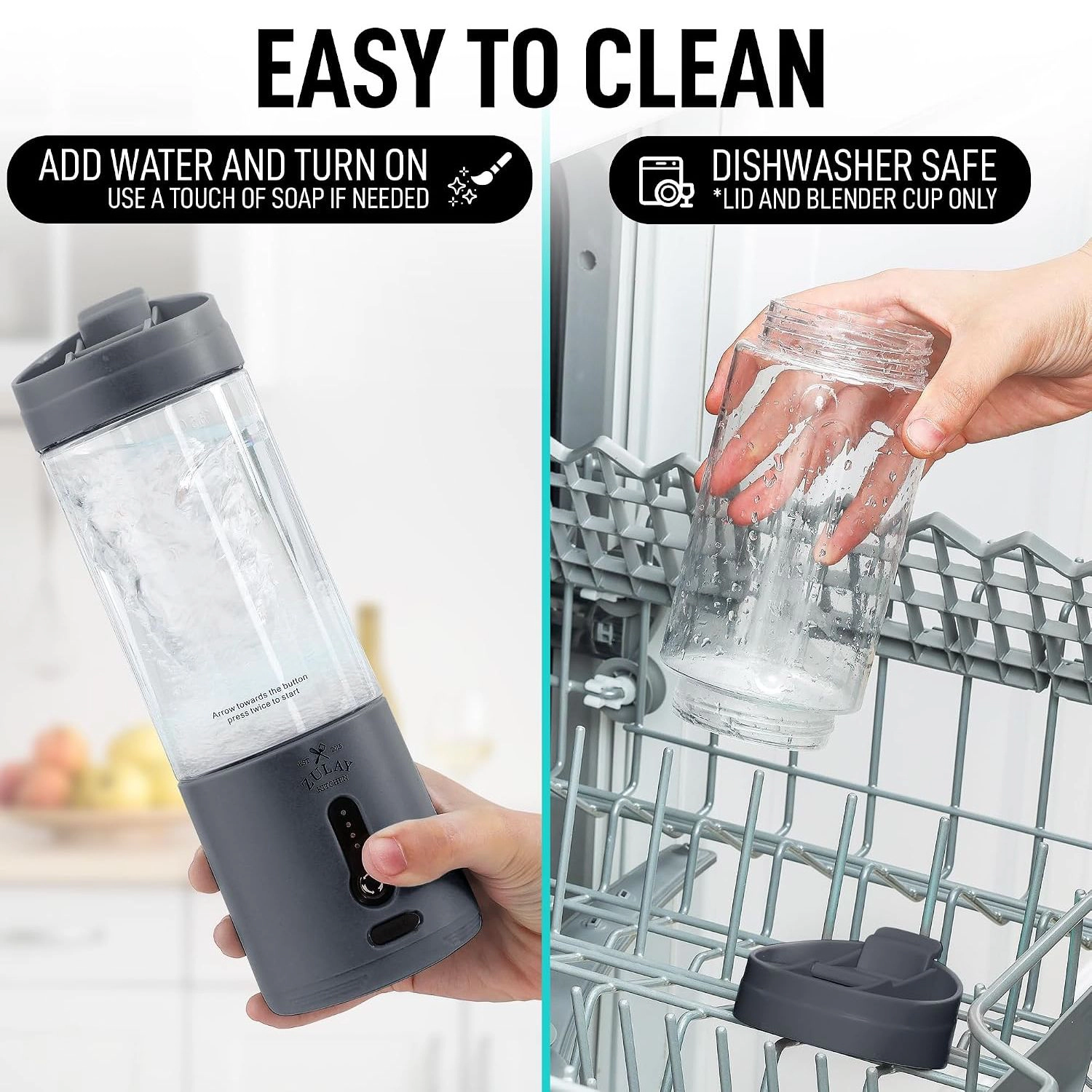 Zulay Kitchen 18oz Personal Blenders that Crush Ice - USB-C Rechargeable, Cordless Travel Blender
