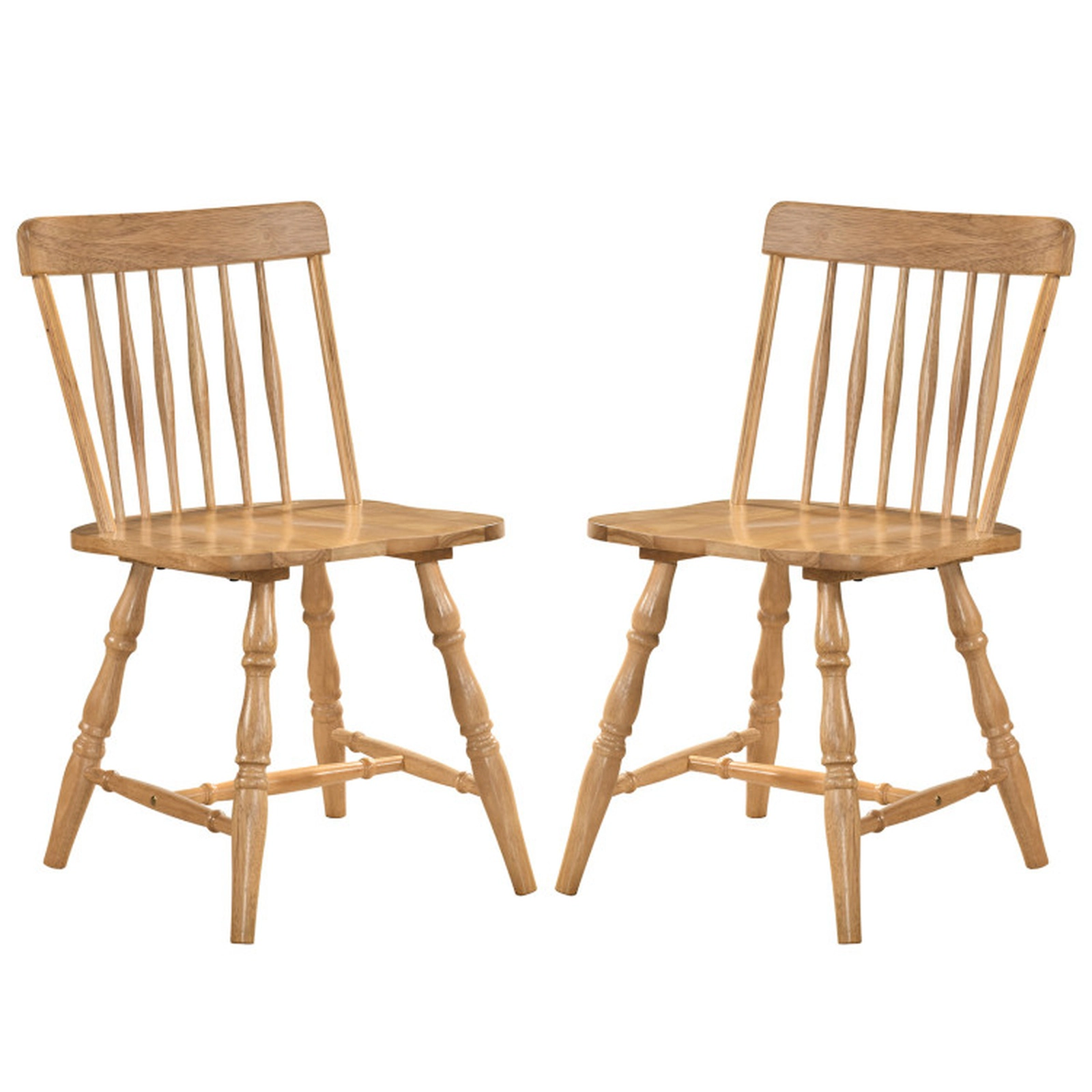 SUGIFT Curved Spindle Back Windsor Dining Chair Set of 2 Rubber Wood Frame 330-Lb Capacity 31.5-in Tall Black/Natural