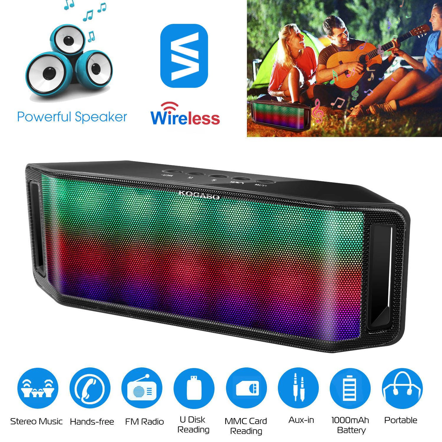 GBruno LED Wireless Speaker With FM Radio And Lights
