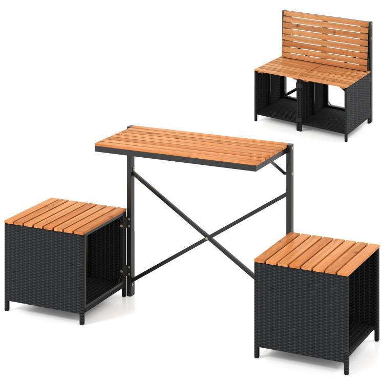 Hivvago 2-In-1 Transforming Picnic Table And Chairs Set With Storage
