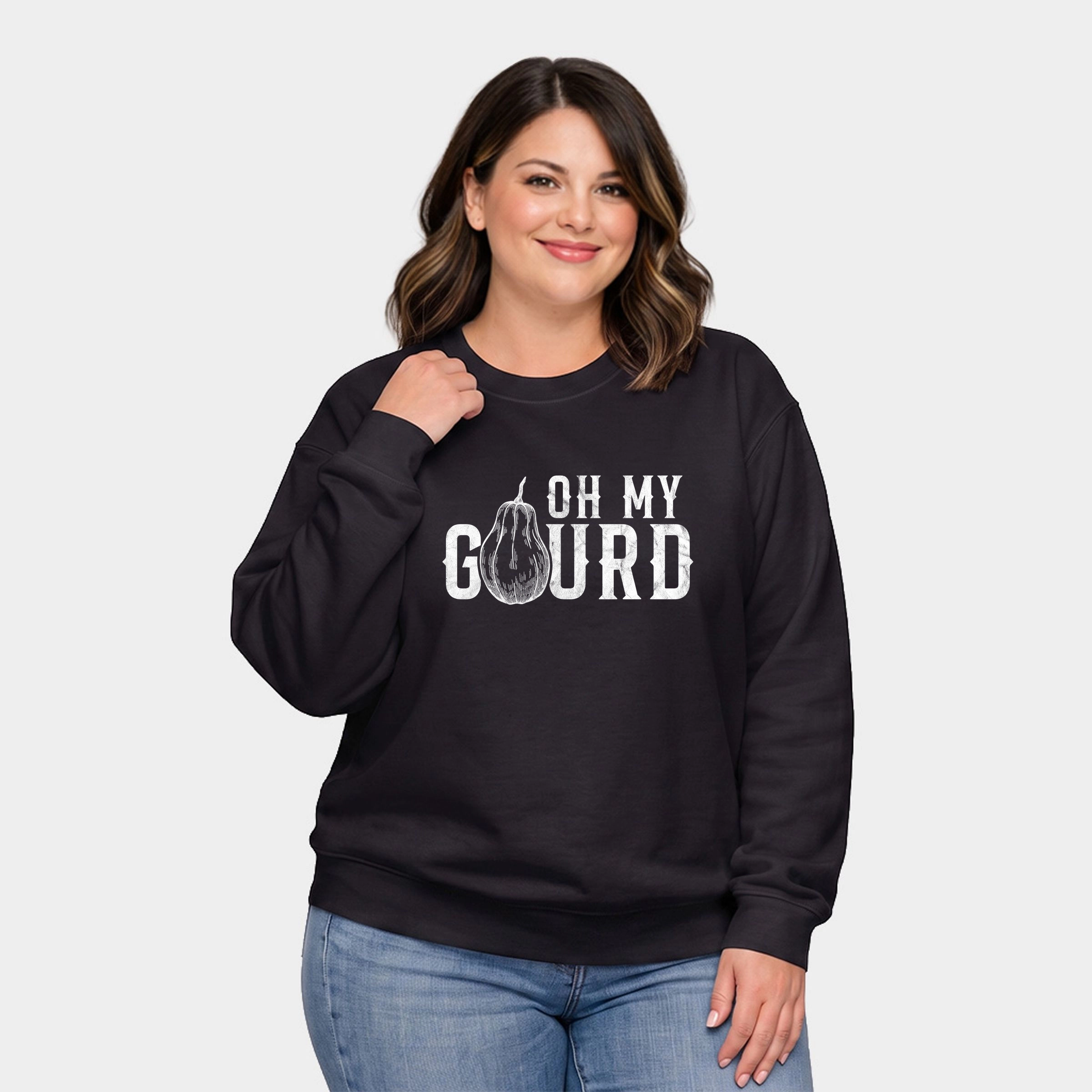 Simply Sage Market - Women's Plus Sized Graphic Sweatshirt Oh My Gourd Distressed