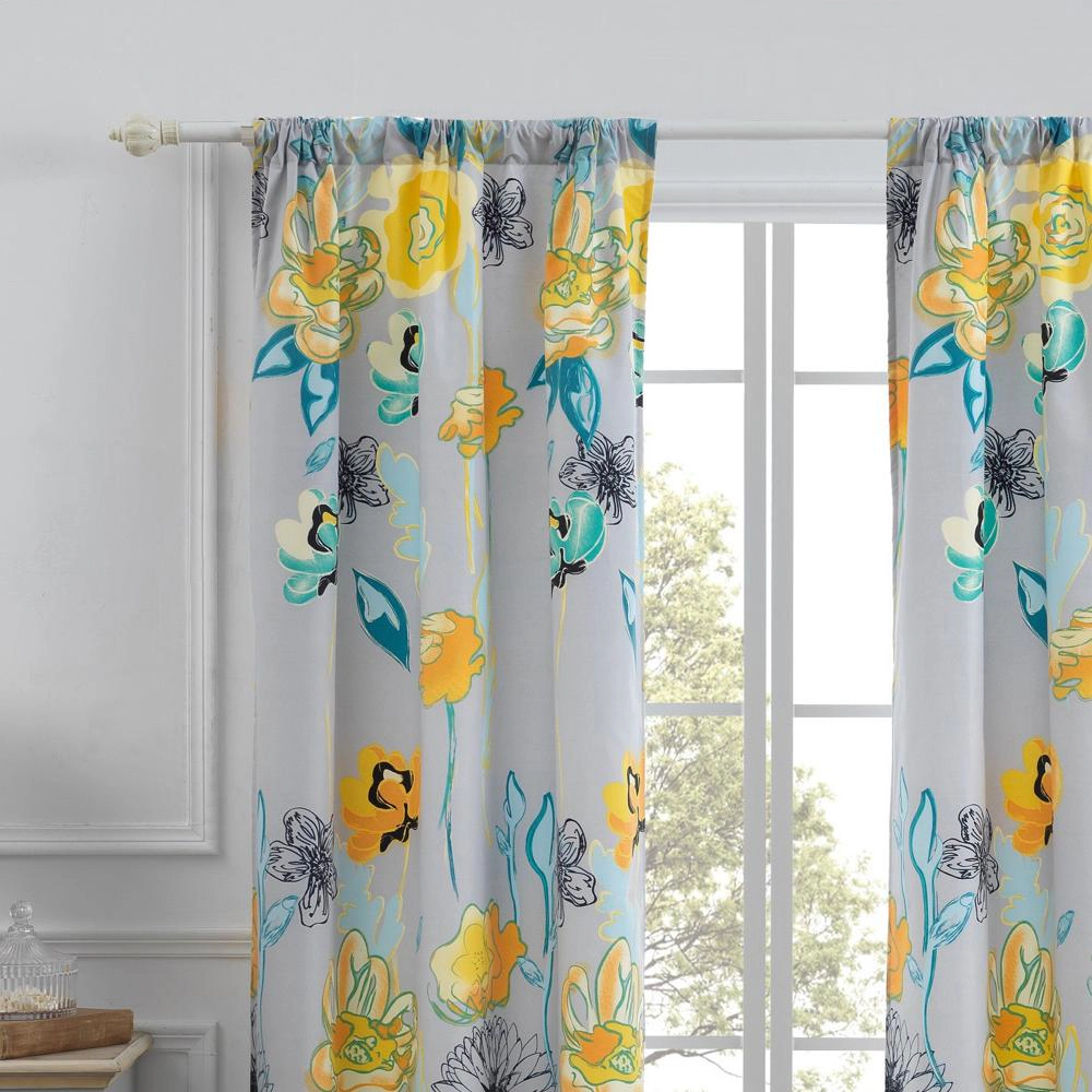 Greenland Home Fashion Watercolor Dream Curtains - Gray 42x84"