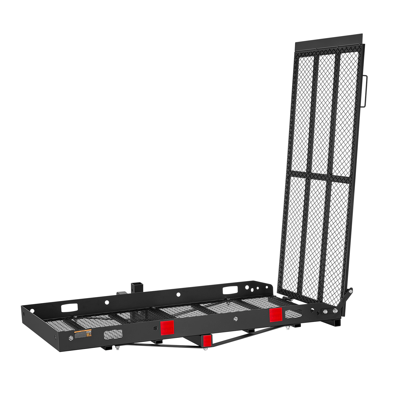 HONGGE Hitch Mount Wheelchair Carrier Height Adjustable 500LBS Steel Mobility Scooter Carrier Cargo Basket with Folding