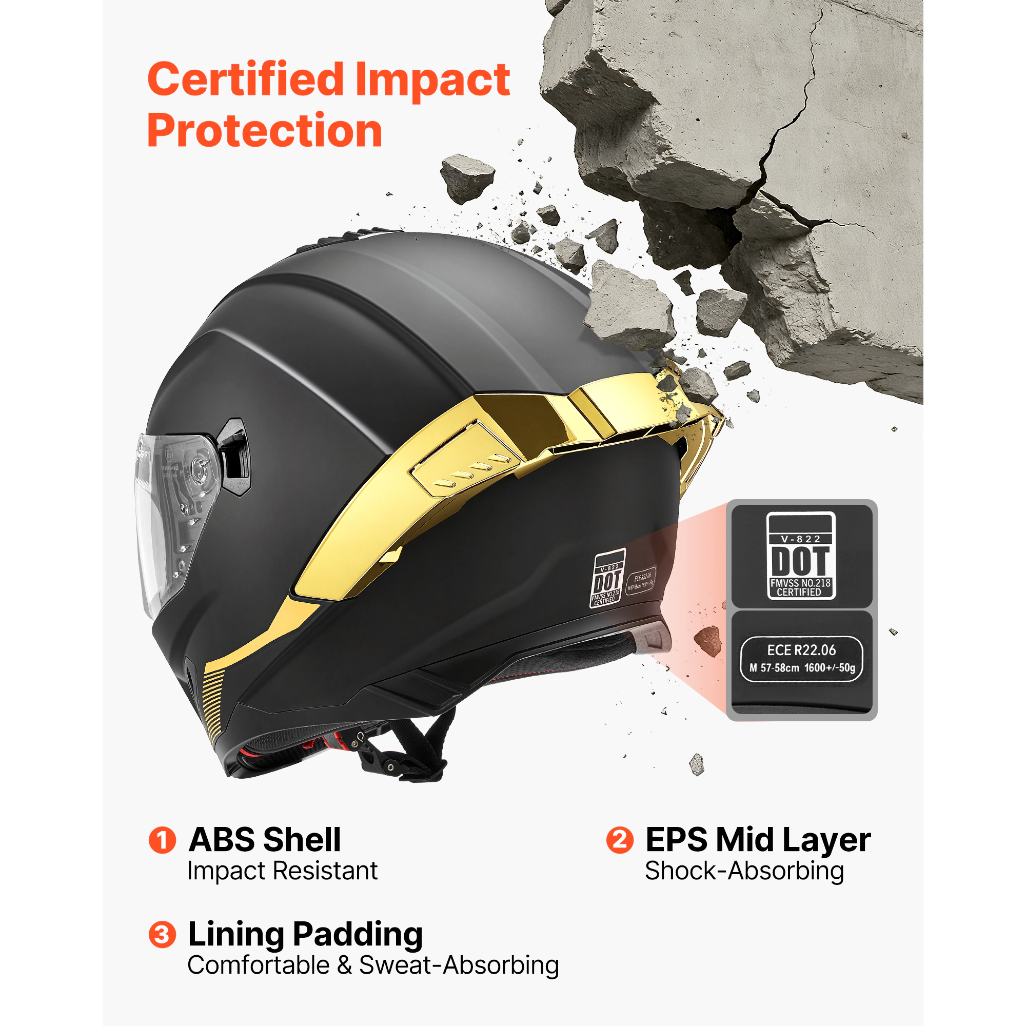 HONGGE Full Face Motorcycle Helmets, Dual-Visor Motorcycle Street Bike Helmet