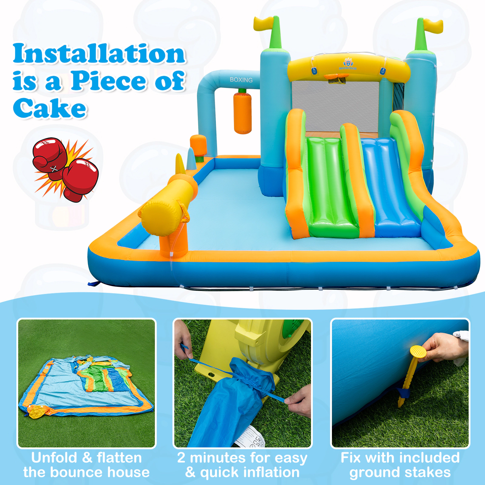 Hivvago Giant Inflatable Water Slide for Kids Aged 3-10 Years (with 680W Blower)