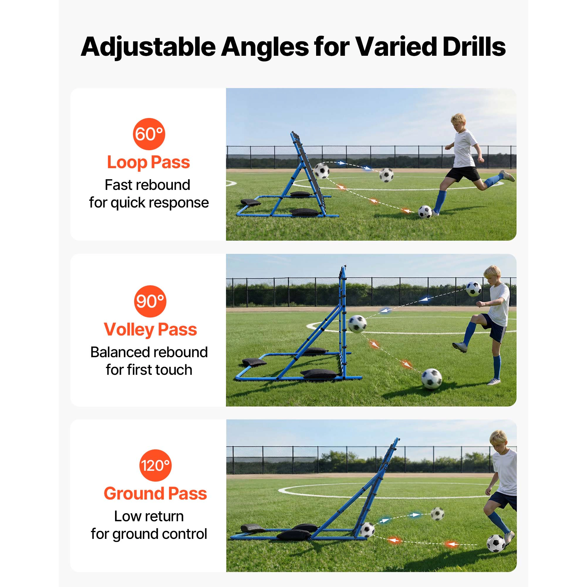 HONGGE Soccer Rebounder Net for Control Passing Practice, Iron & Net, Easy Setup Ball Training Equipment