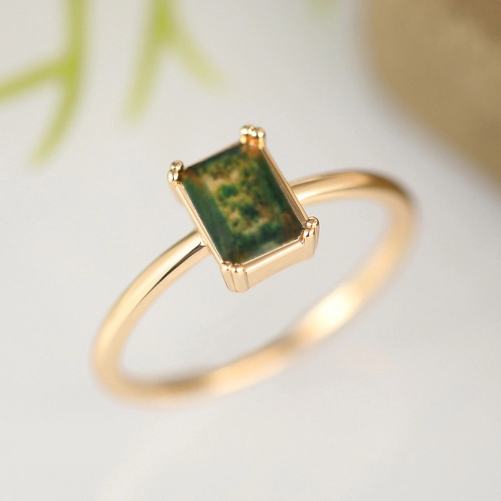 18K Gold Plated Elegant Jewelry with Unique Dark Green Inlay