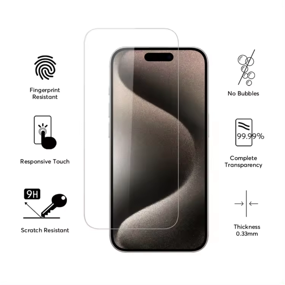 Qixxronics 3-Pack For iPhone 16 Plus Glass Screen Protector Cover, Real Tempered Glass, Shatterproof