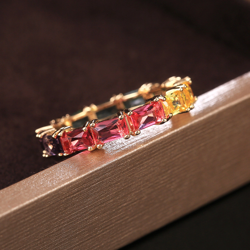 Eternity Band Ring Multicolour Synthetic Gemstone