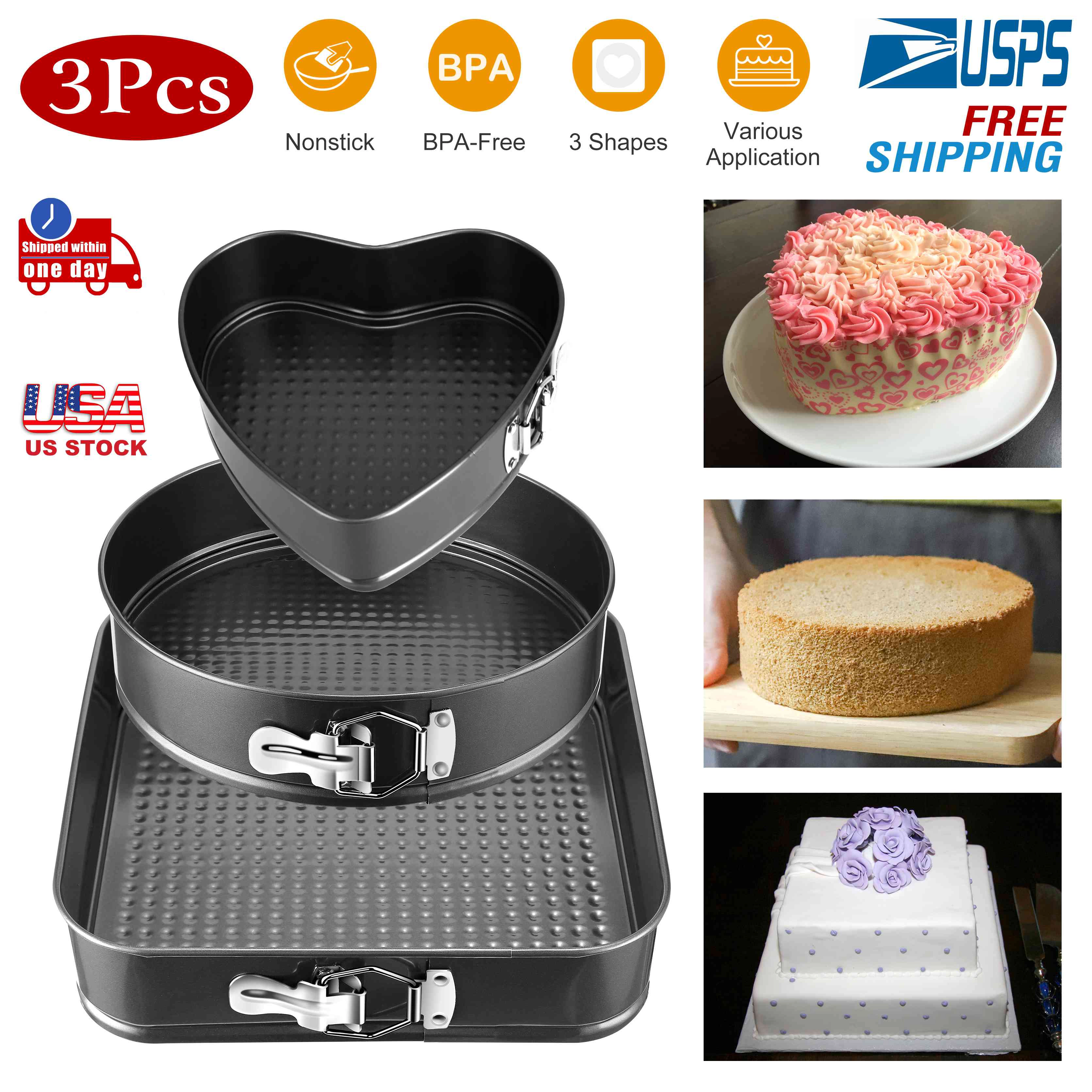GBruno Non-Stick Springform Cake Pan Set, 3-Piece