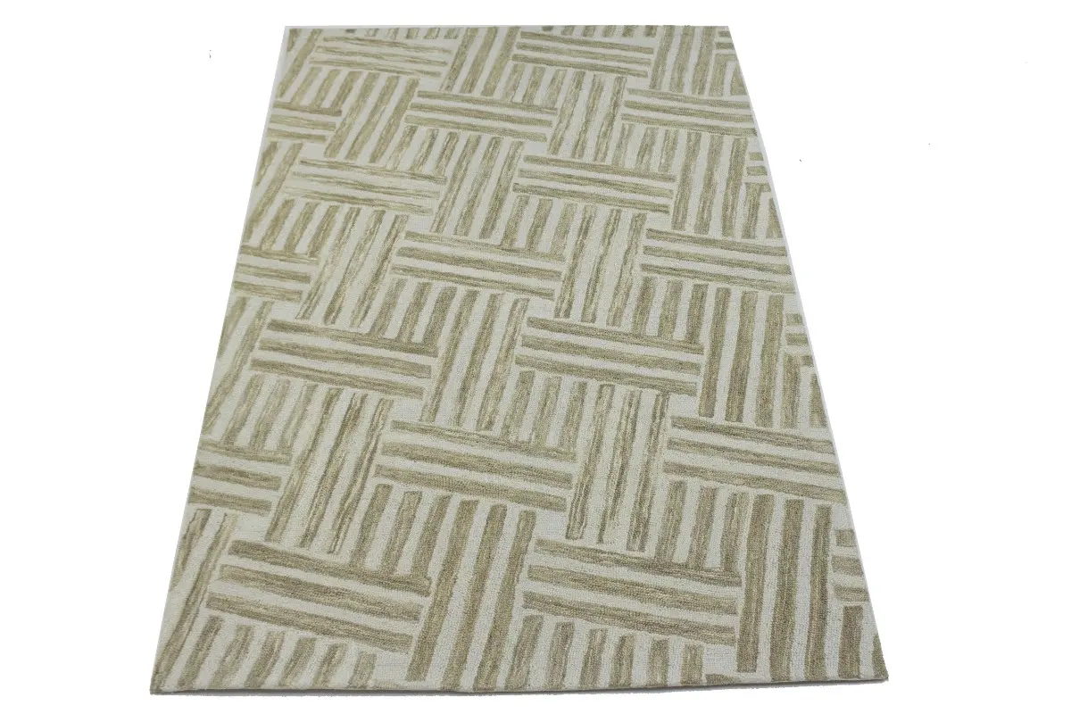 Magic Rugs Brown Geometric 5X8 Hand-Tufted Modern Rug