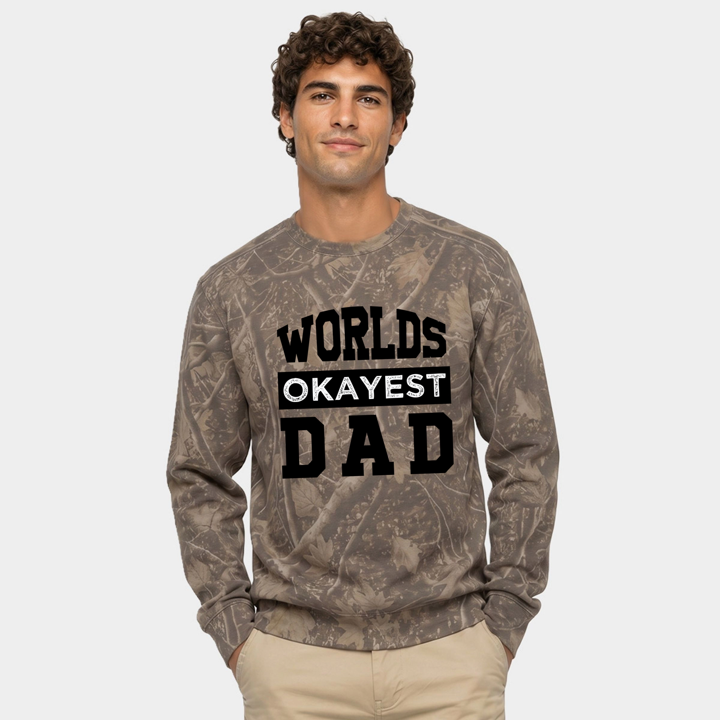 Simply Sage Market - Men's Camo Sweatshirt World's Okayest Dad