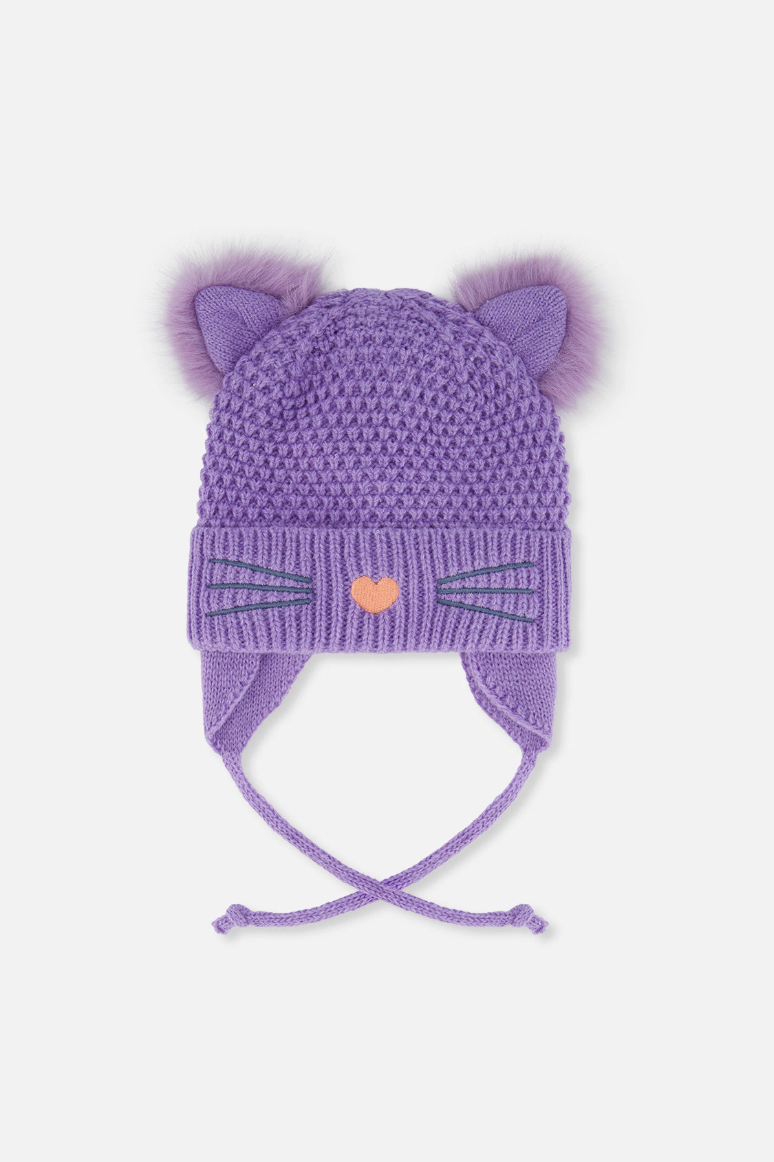 Deux par Girls Cat Face Winter Knit Hat with Ears