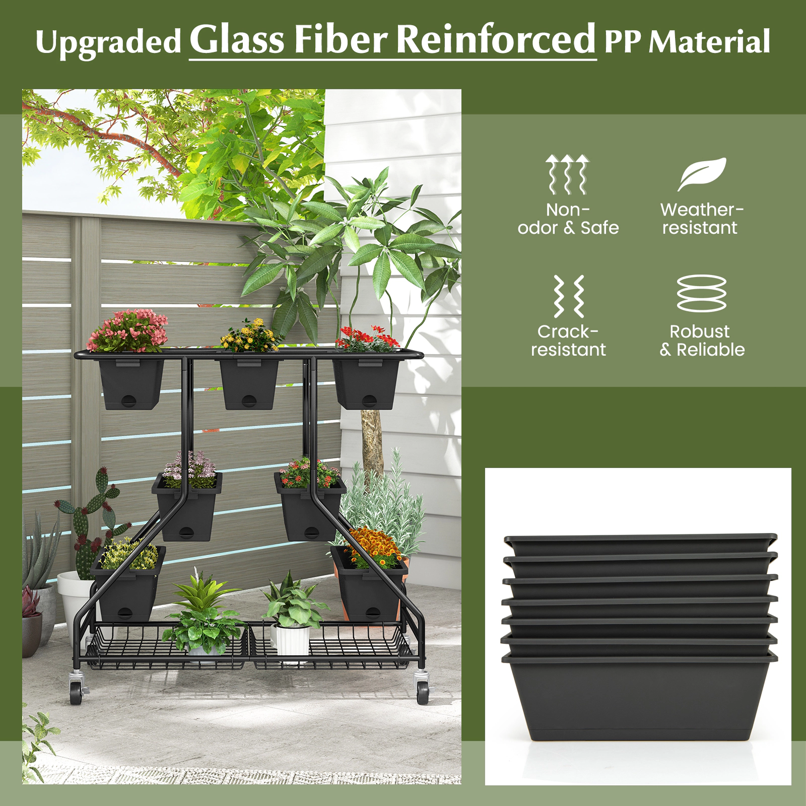 SlickBlue 7 Tier Vertical Raised Garden Bed with Storage Baskets